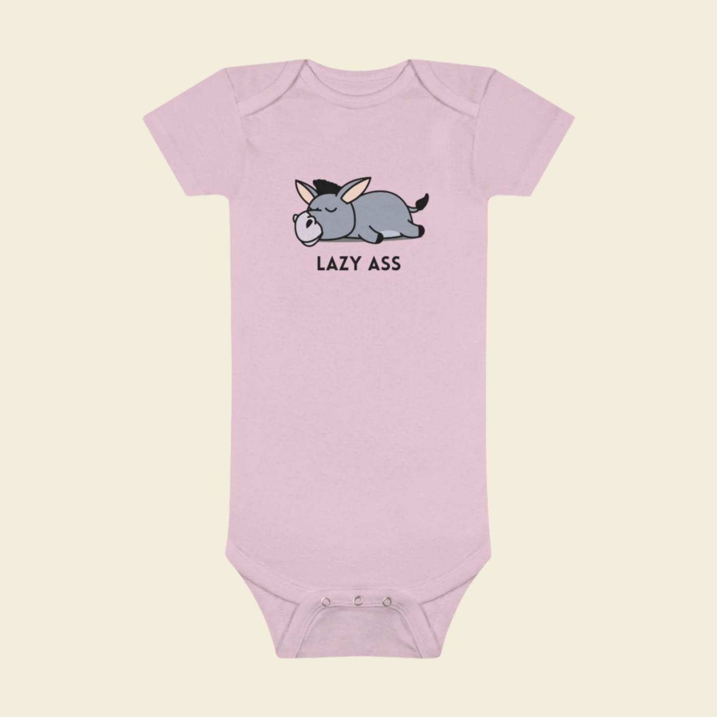 Short Sleeve Donkey Onesie® for babies. 100% cotton baby bodysuit