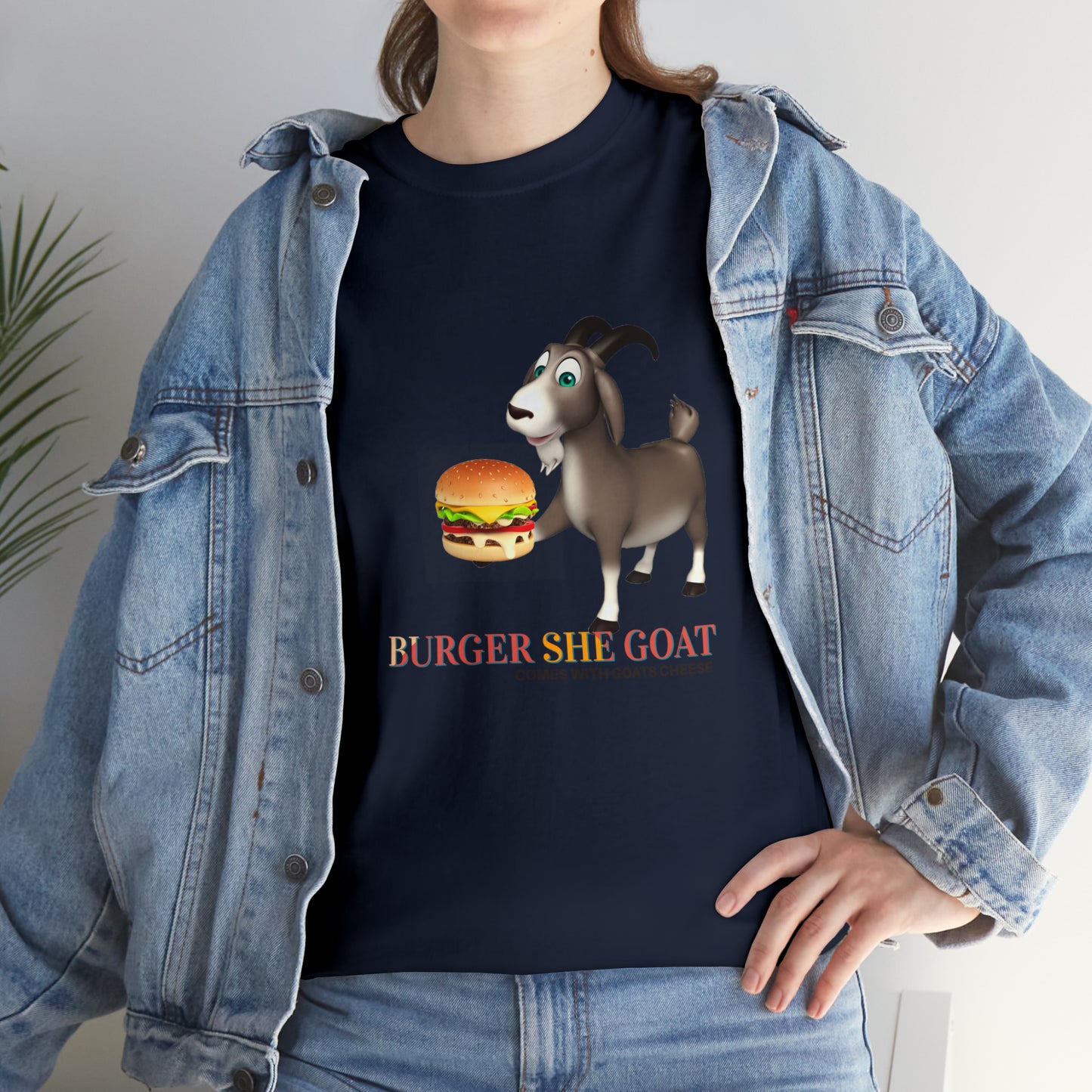 Burger She Goat Gildan 5000 Unisex Cotton Tshirt. Burger shirt and Cool gift for under thirty dollars.