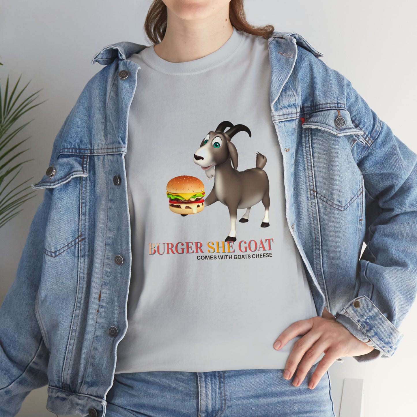 Burger She Goat Gildan 5000 Unisex Cotton Tshirt. Burger shirt and Cool gift for under thirty dollars.