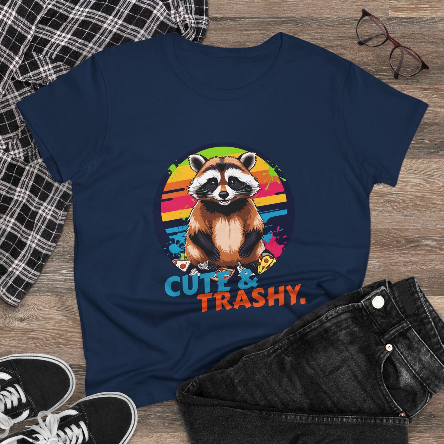 Trash Panda T Shirt. Cute & Trashy Raccoon Women's Tee, Fun Graphic T-Shirt, Trash Panda shirts for women.
