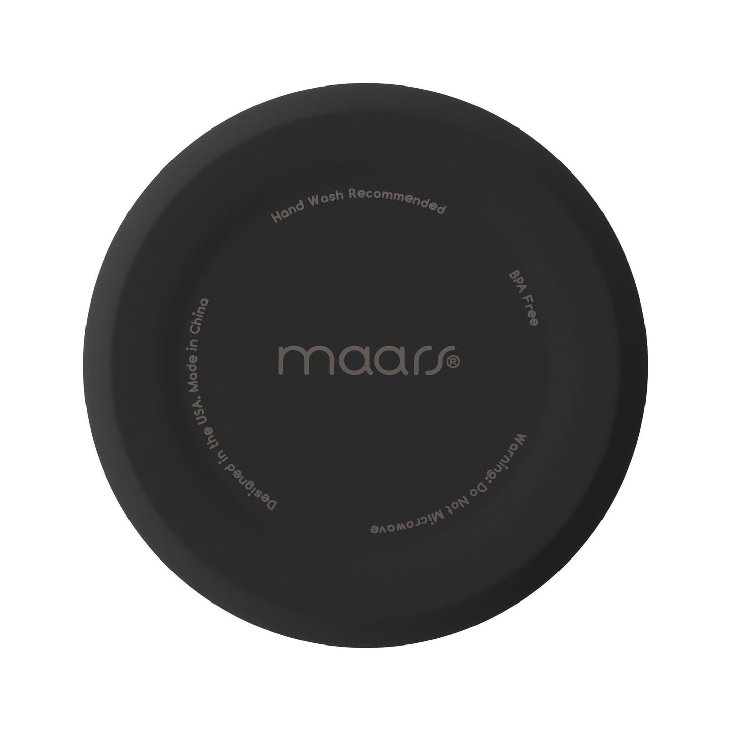 Black silicone lid with 'maars' branding on a white background