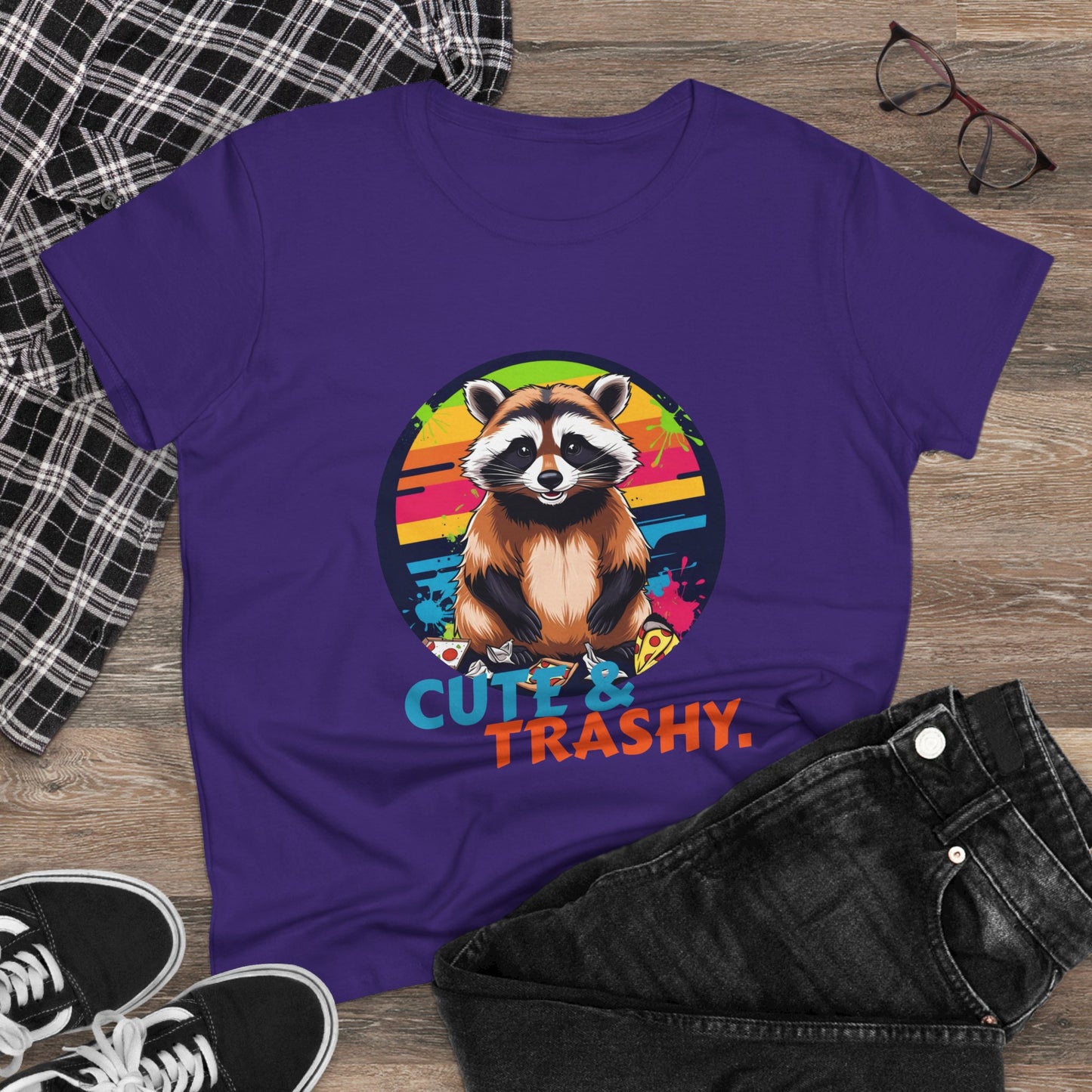 Trash Panda T Shirt. Cute & Trashy Raccoon Women's Tee, Fun Graphic T-Shirt, Trash Panda shirts for women.