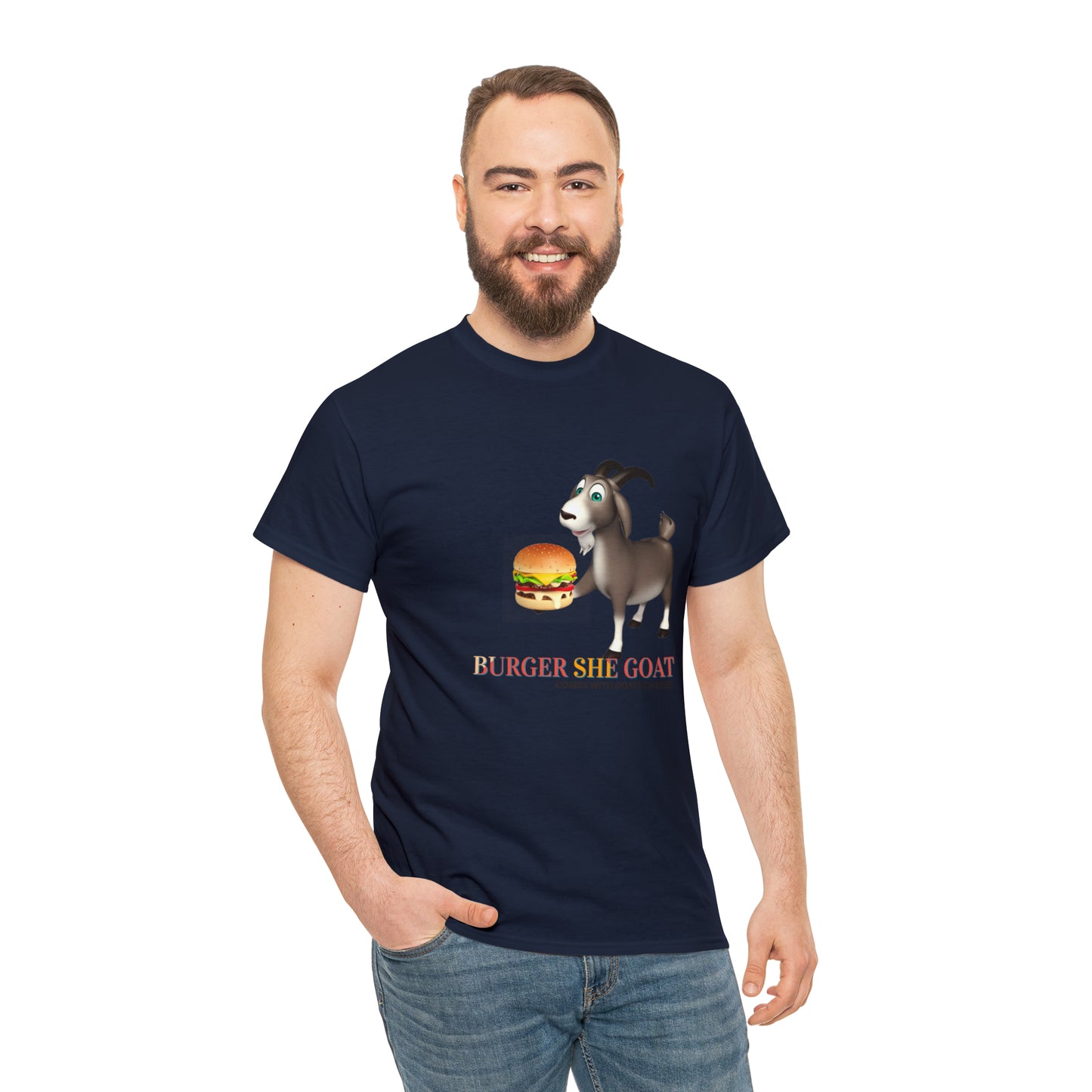 Burger She Goat Gildan 5000 Unisex Cotton Tshirt. Burger shirt and Cool gift for under thirty dollars.