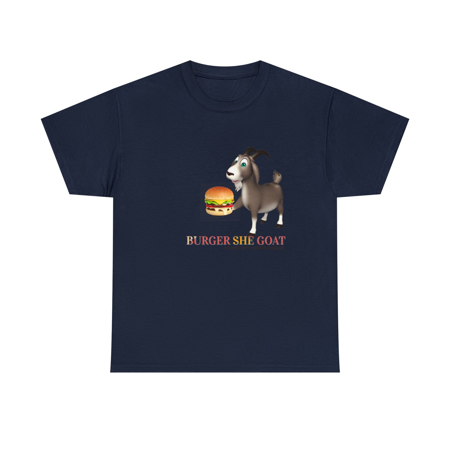 Burger She Goat Gildan 5000 Unisex Cotton Tshirt. Burger shirt and Cool gift for under thirty dollars.