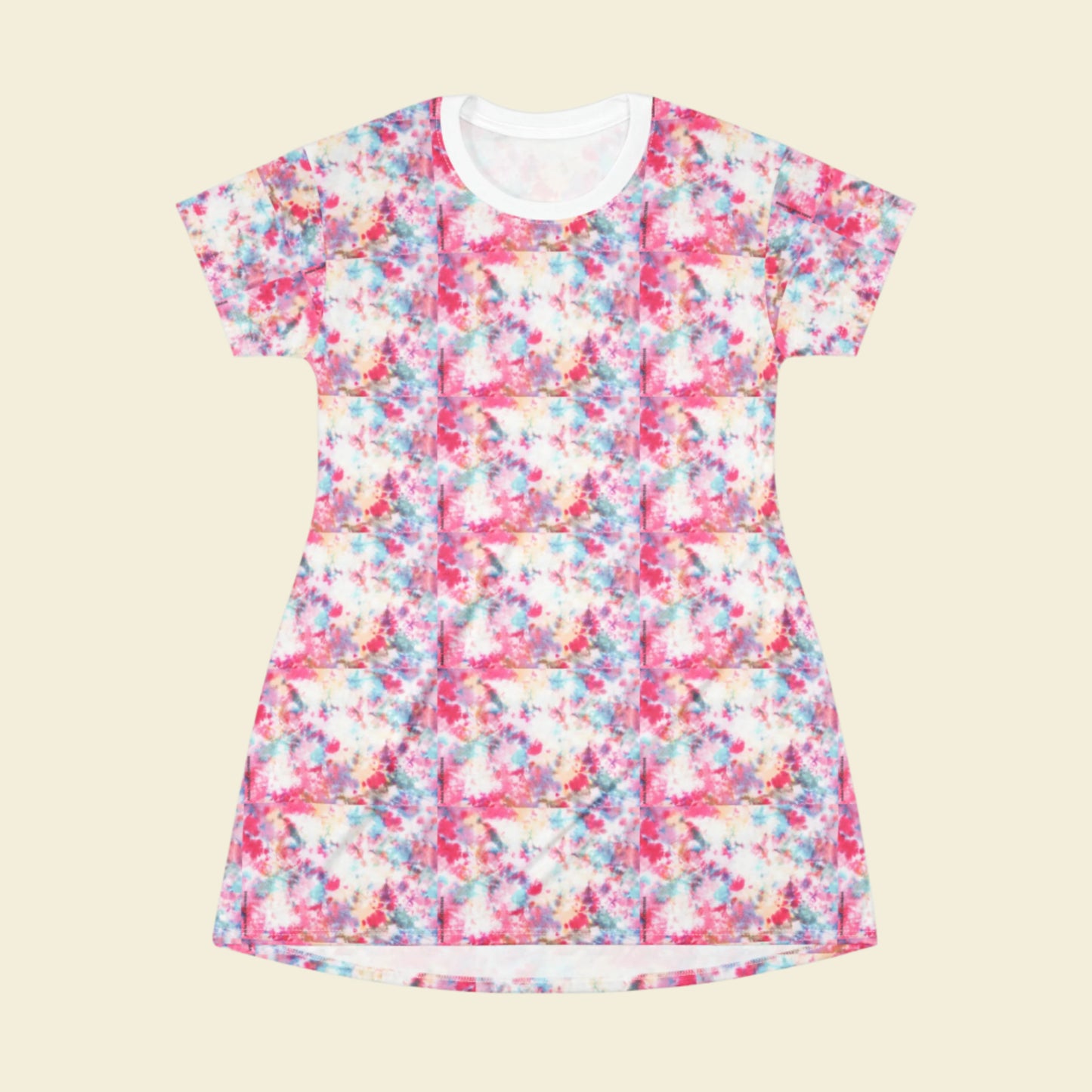 Pink Tie-Dye T-Shirt Dress Women Summer Holiday Dress Fashion Sun Dress