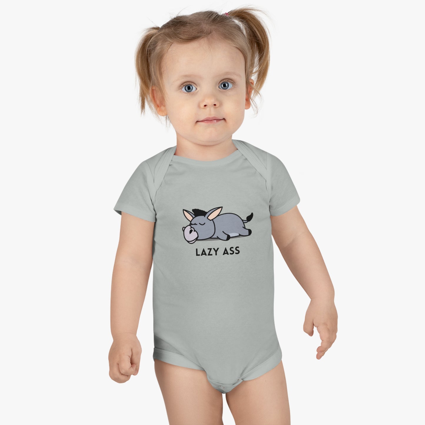 Short Sleeve Donkey Onesie® for babies. 100% cotton baby bodysuit