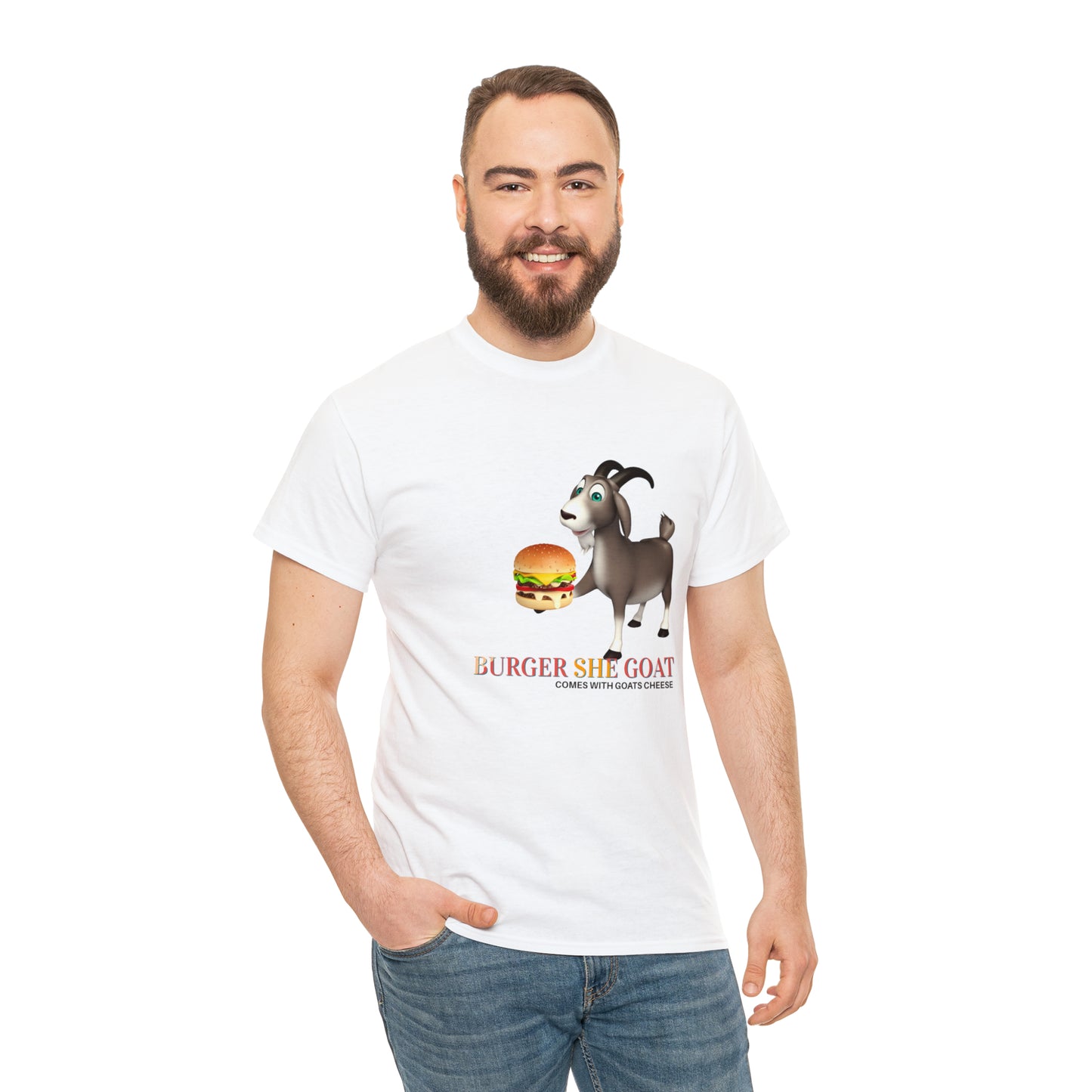 Burger She Goat Gildan 5000 Unisex Cotton Tshirt. Burger shirt and Cool gift for under thirty dollars.