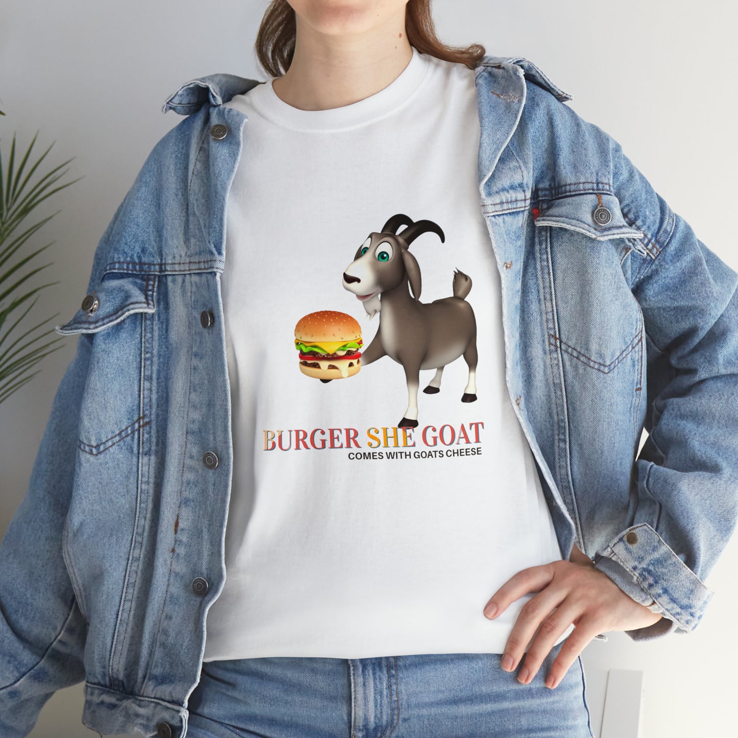 Burger She Goat Gildan 5000 Unisex Cotton Tshirt. Burger shirt and Cool gift for under thirty dollars.