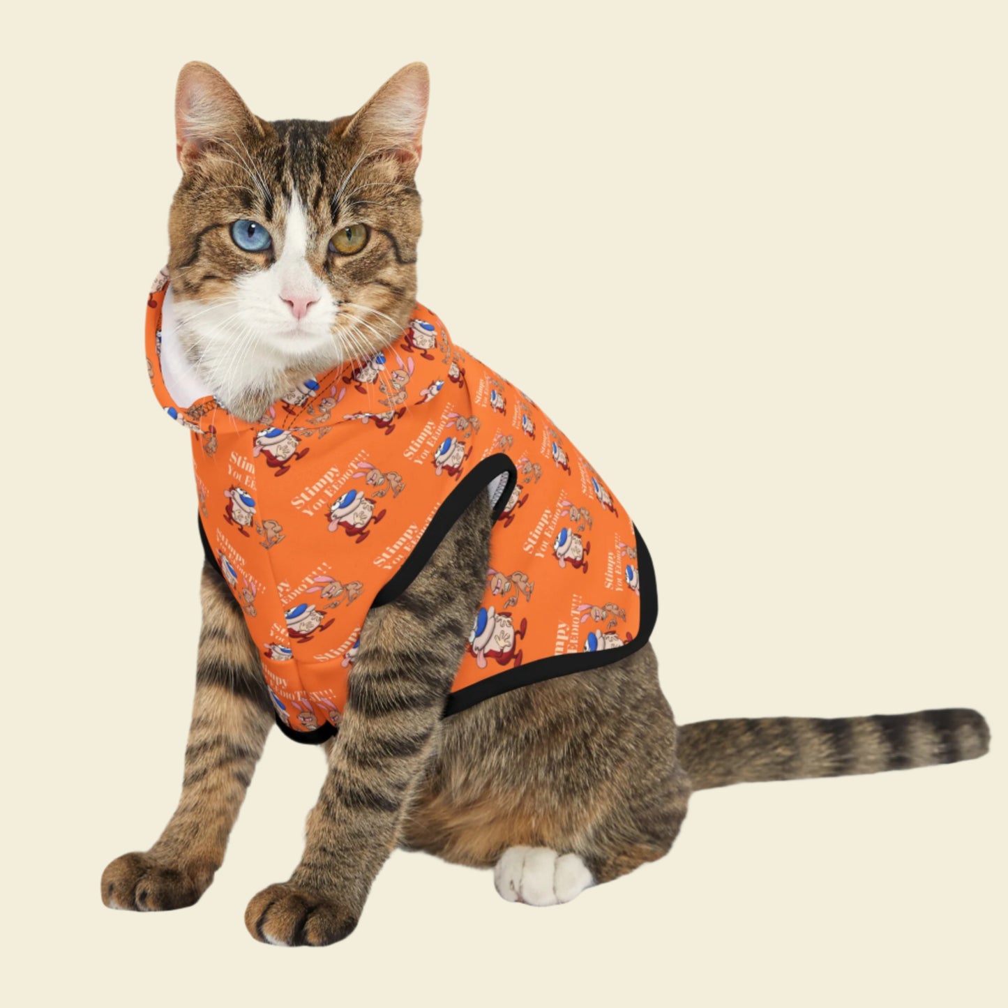 Ren and Stimpy Pet Hoodie. Warm winter jumper for dogs and cats.