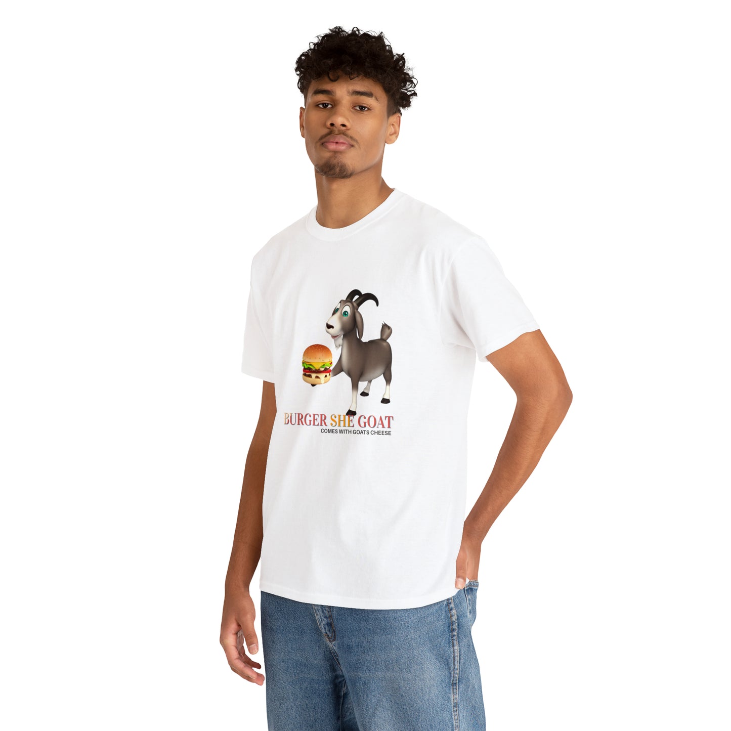 Burger She Goat Gildan 5000 Unisex Cotton Tshirt. Burger shirt and Cool gift for under thirty dollars.