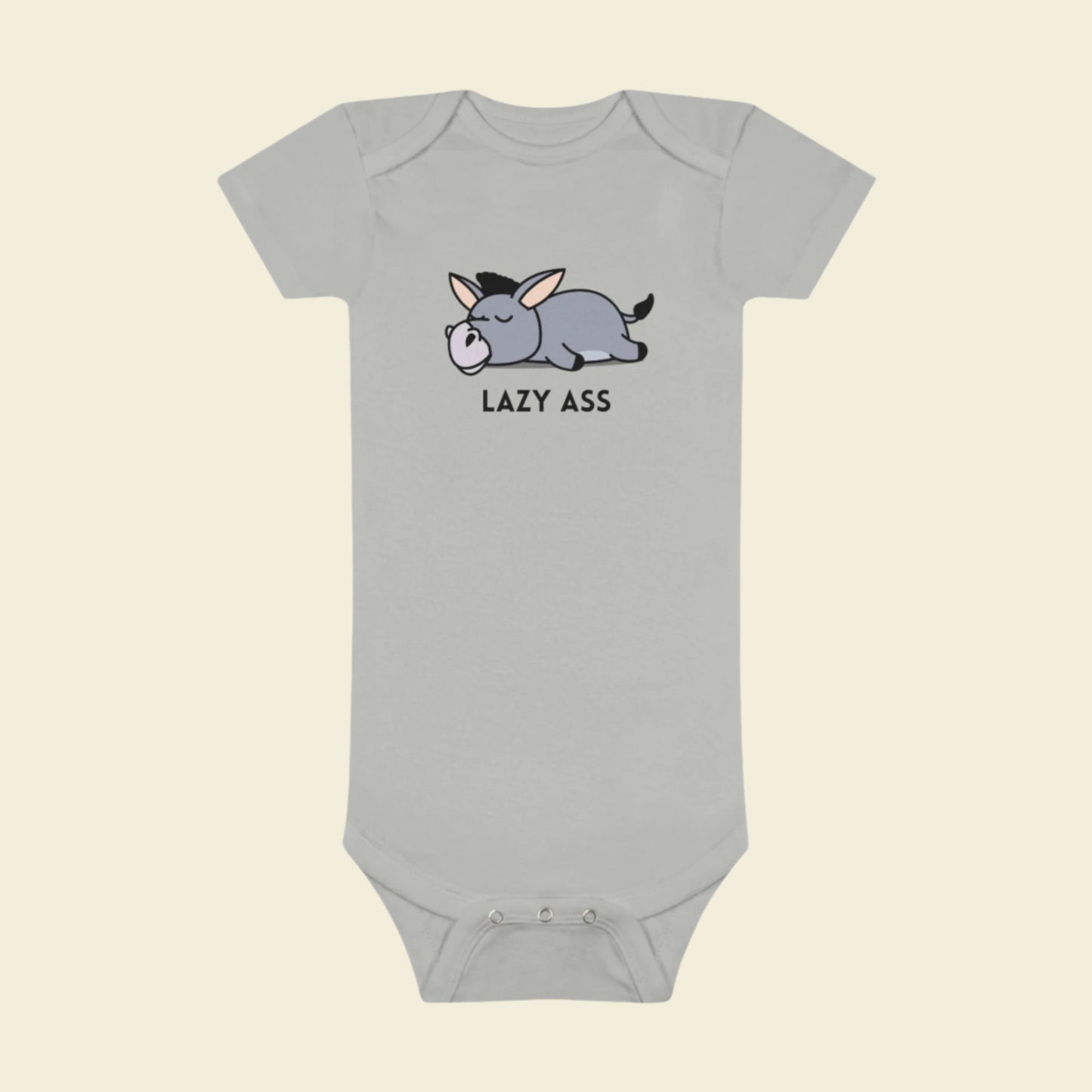 Short Sleeve Donkey Onesie® for babies. 100% cotton baby bodysuit