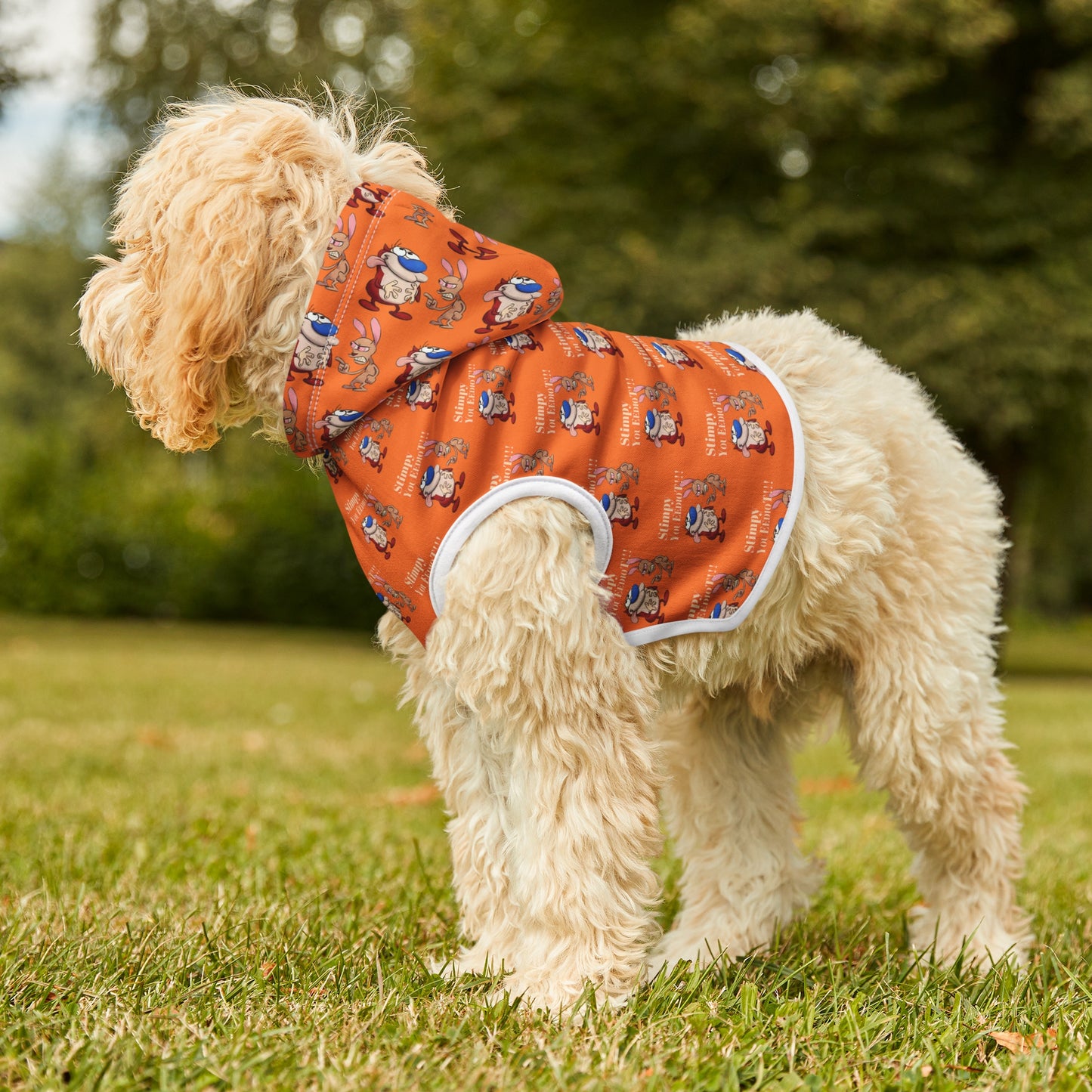 Ren and Stimpy Pet Hoodie. Warm winter jumper for dogs and cats.