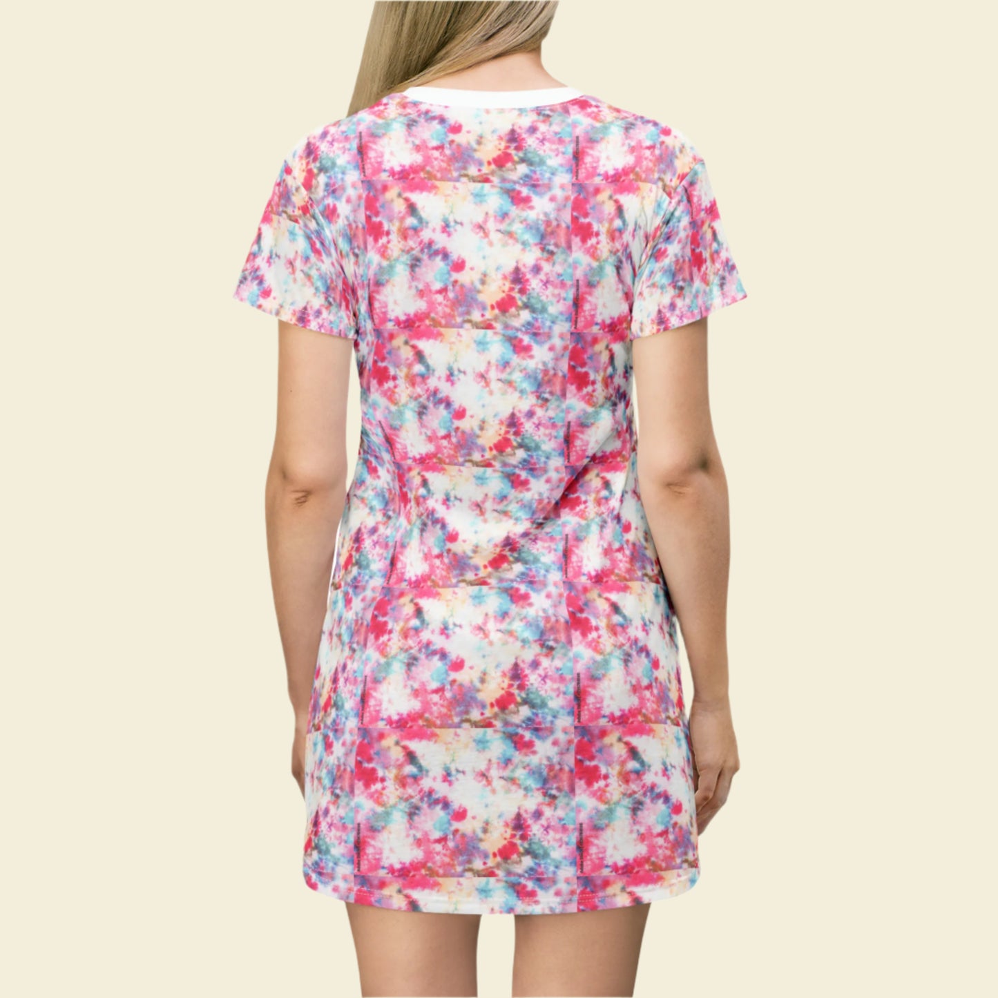 Pink Tie-Dye T-Shirt Dress Women Summer Holiday Dress Fashion Sun Dress
