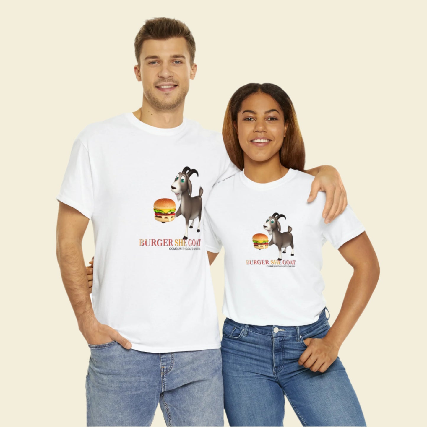 Burger She Goat Gildan 5000 Unisex Cotton Tshirt. Burger shirt and Cool gift for under thirty dollars.