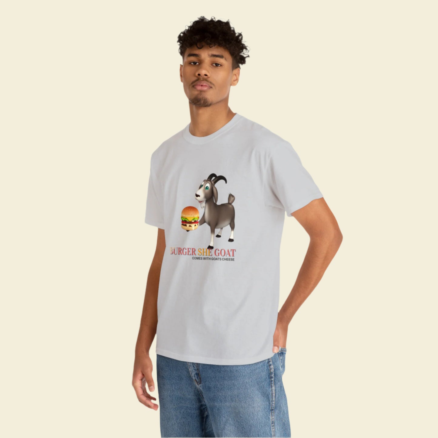 Burger She Goat Gildan 5000 Unisex Cotton Tshirt. Burger shirt and Cool gift for under thirty dollars.