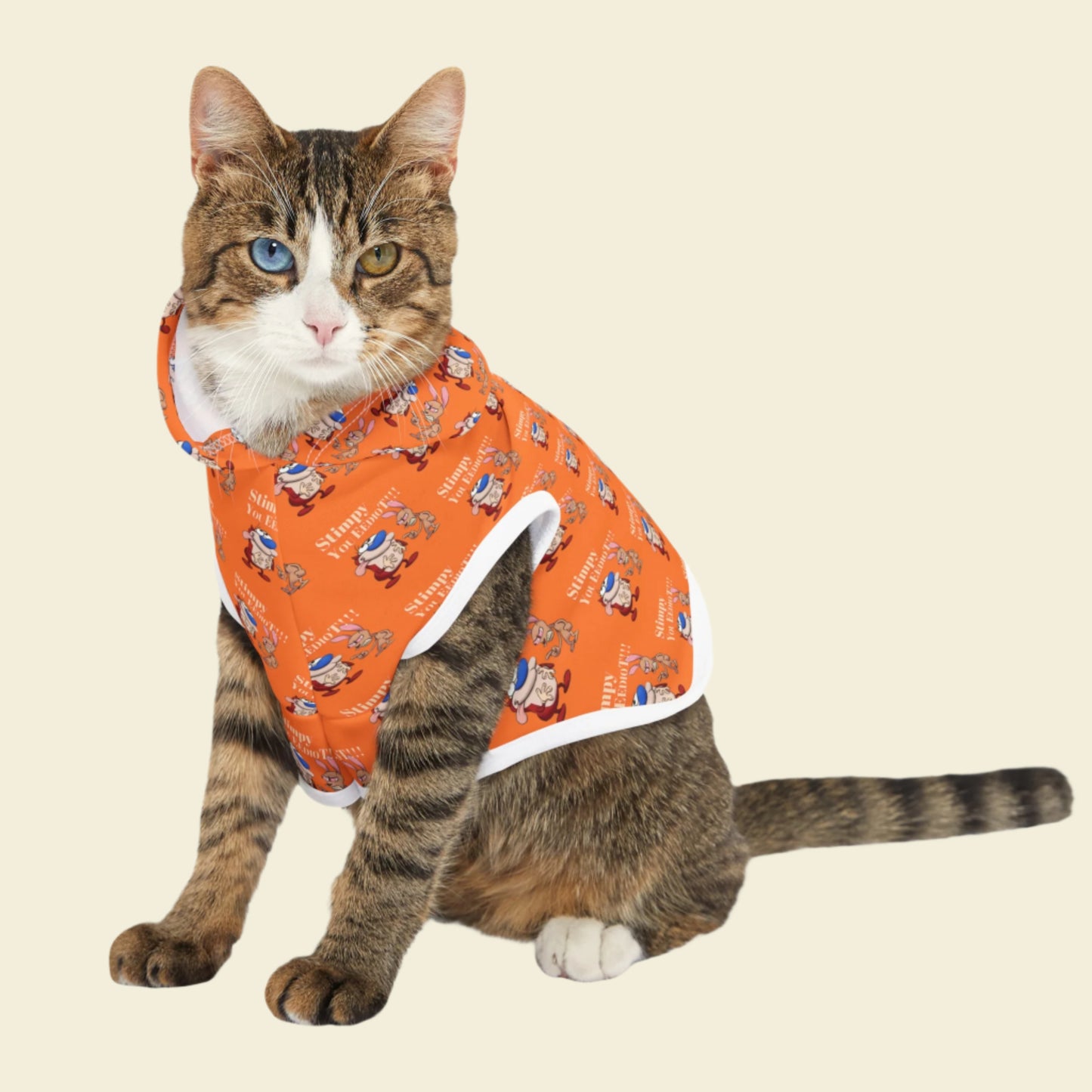 Ren and Stimpy Pet Hoodie. Warm winter jumper for dogs and cats.