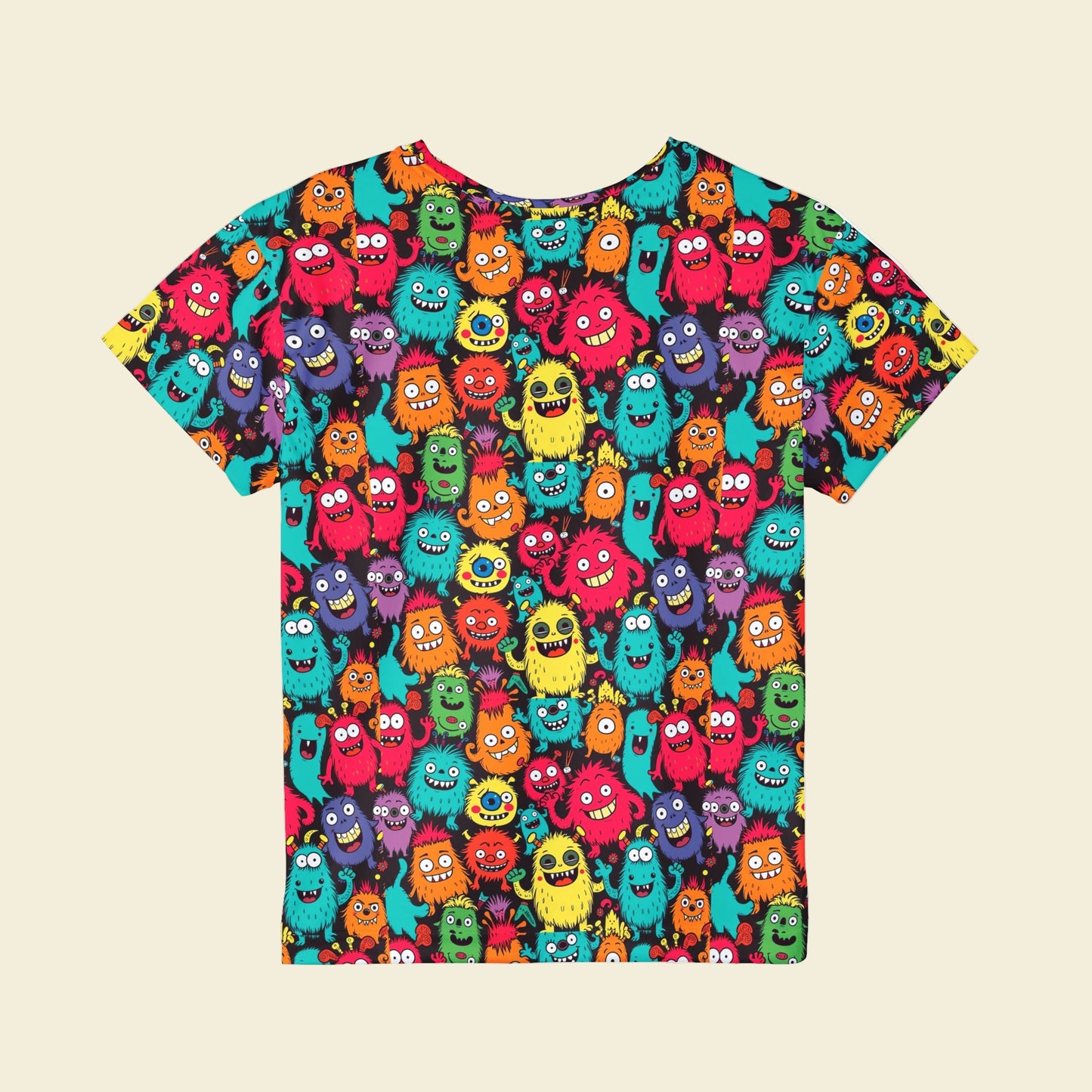 Moisture wicking kids Monster back to school t-shirt for Going back to school supplies on a plain background.