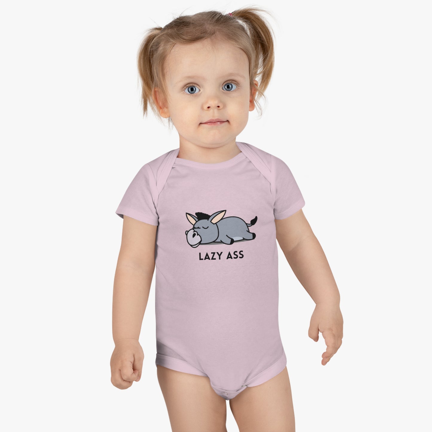 Short Sleeve Donkey Onesie® for babies. 100% cotton baby bodysuit