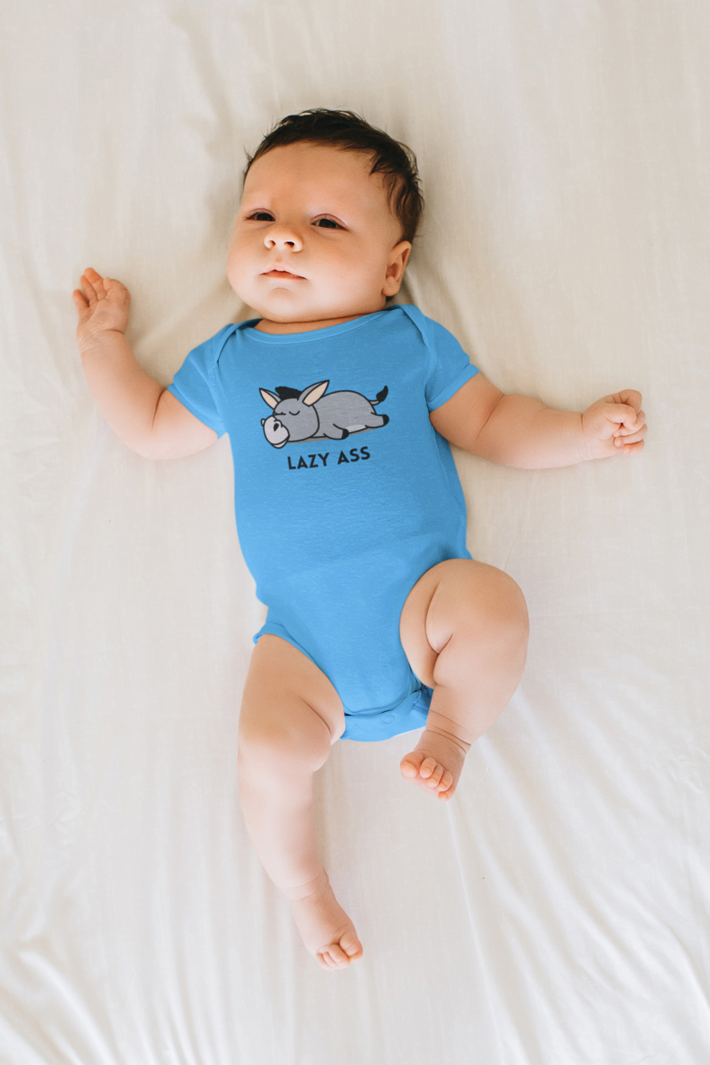 Short Sleeve Donkey Onesie® for babies. 100% cotton baby bodysuit