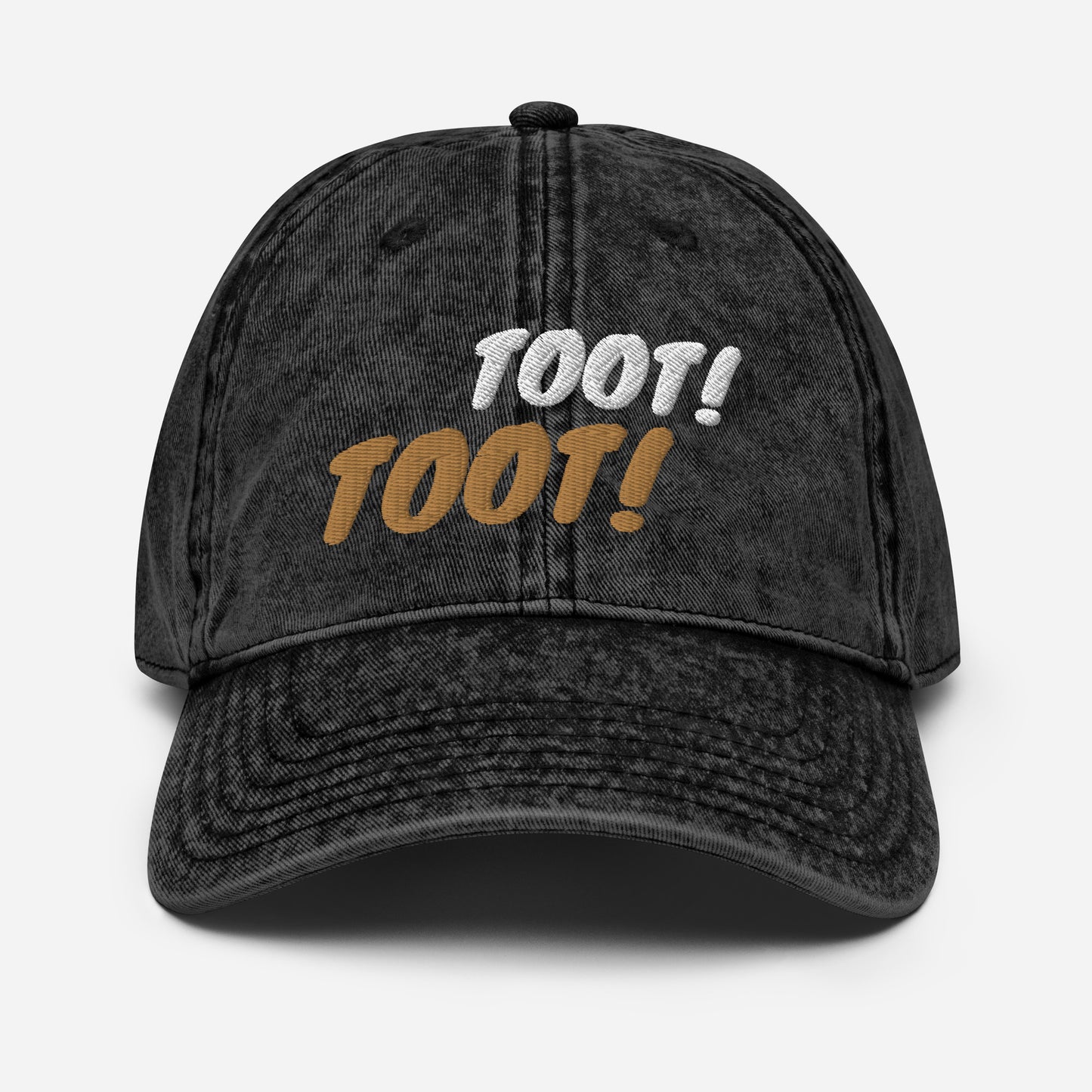 Vintage Feel Cotton Twill Train Conductor Cap. Baseball cap designed for train engineers and train enthusiasts.