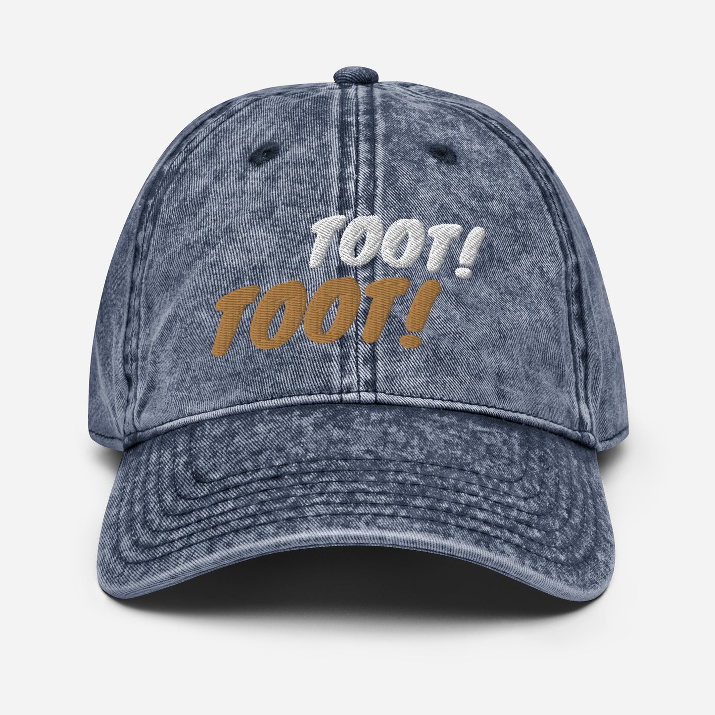 Vintage Feel Cotton Twill Train Conductor Cap. Baseball cap designed for train engineers and train enthusiasts.