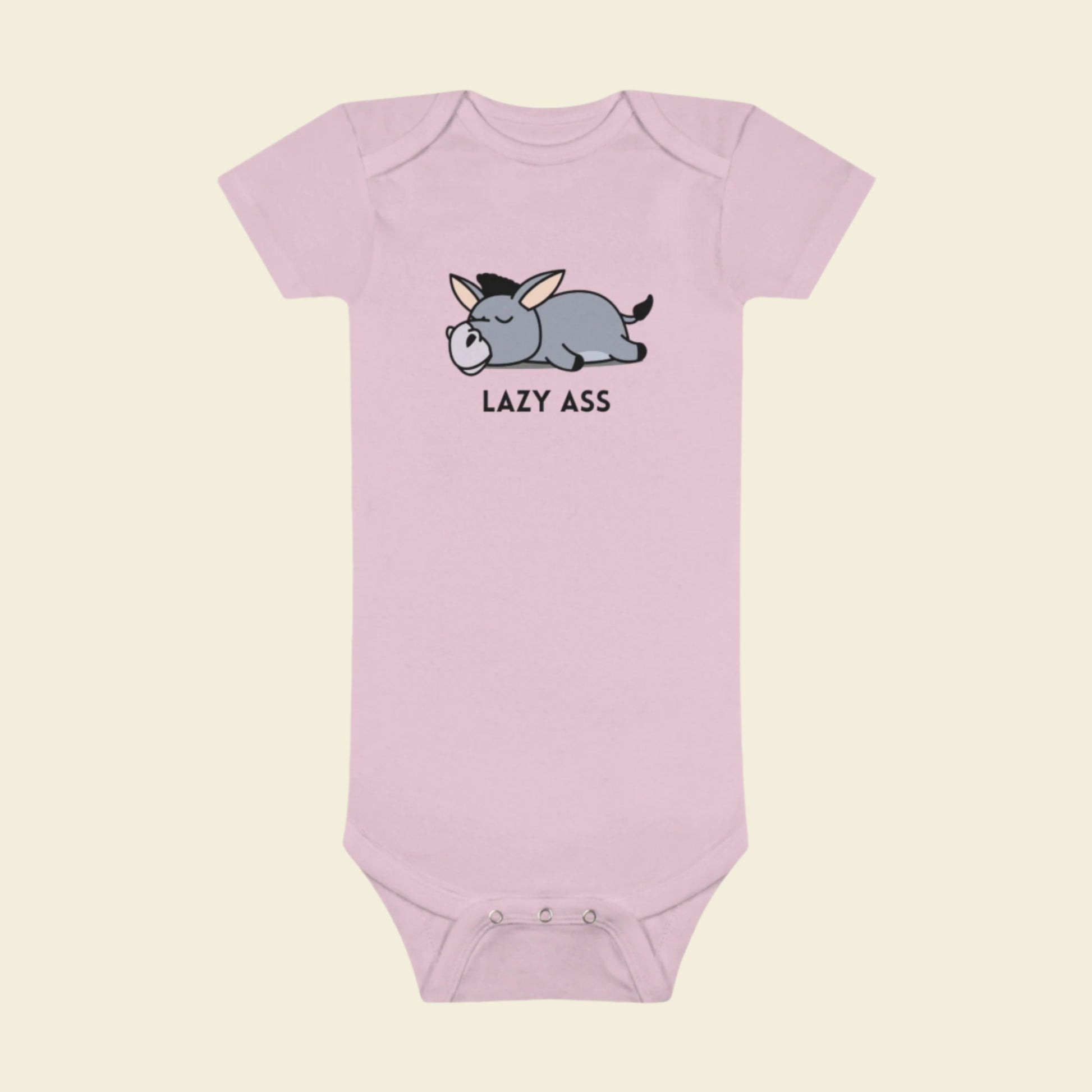 Short Sleeve Donkey Onesie® for babies. 100% cotton baby bodysuit