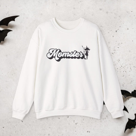 Momster Crewneck Sweatshirt | Halloween sweater great as a Mom Gift for her | Halloween witchy sweatshirt in white, beige or pink.