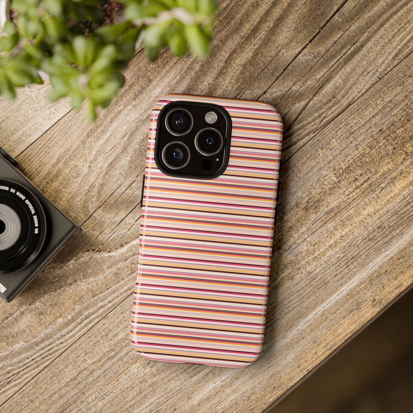 Retro Stripe Phone Case – Vintage Protective iPhone & Samsung Case with Wireless Charging