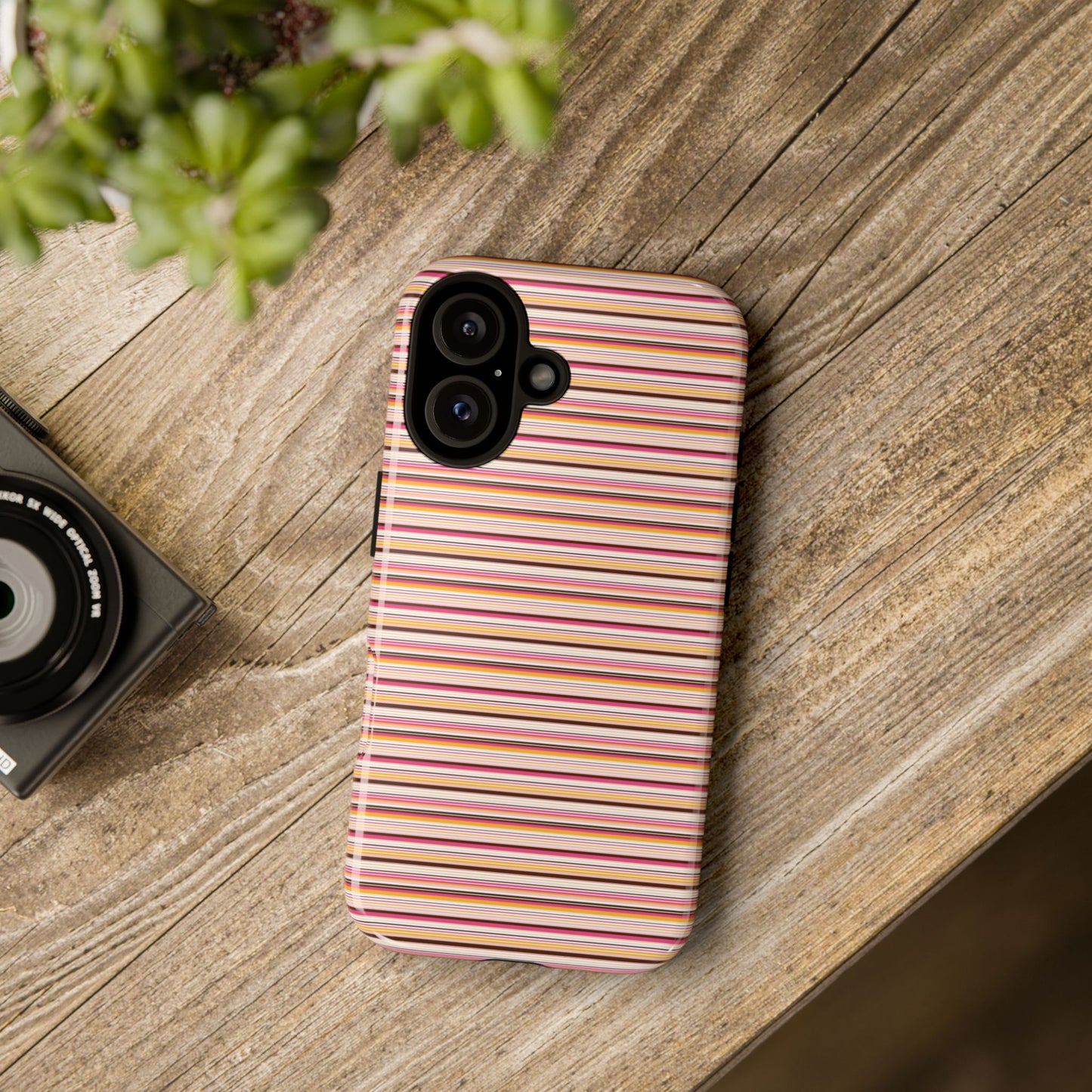 Retro Stripe Phone Case – Vintage Protective iPhone & Samsung Case with Wireless Charging