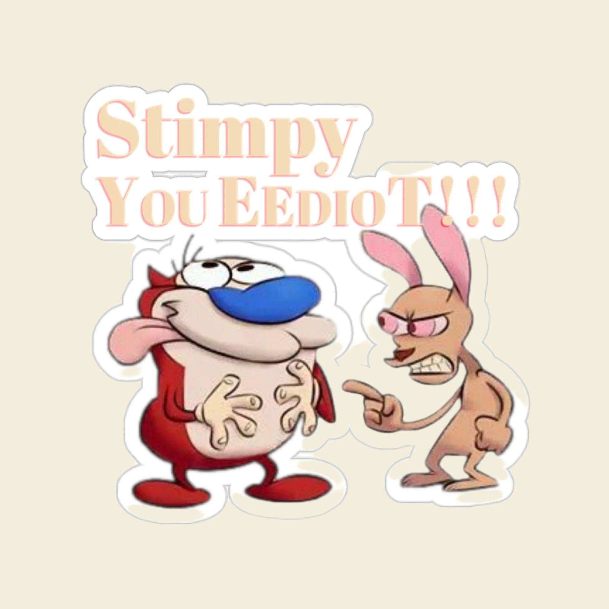 Ren and Stimpy Kiss-Cut Stickers. 90s cartoon laptop and other stickers.