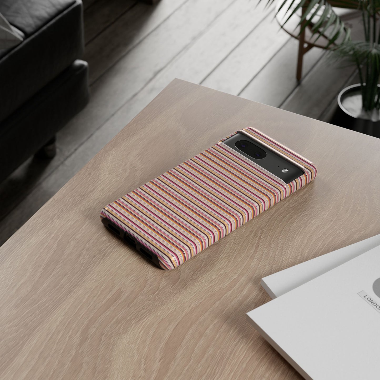 Retro Stripe Phone Case – Vintage Protective iPhone & Samsung Case with Wireless Charging