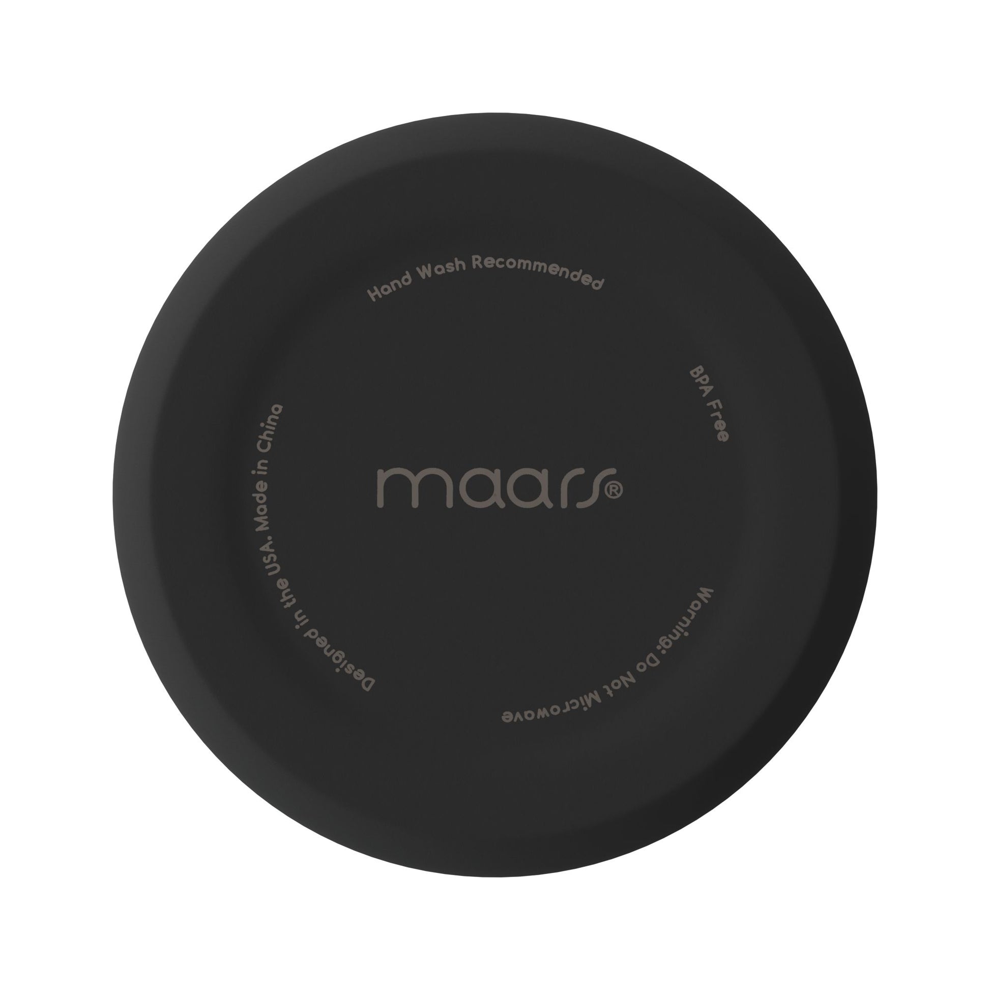 Black silicone lid with 'maars' branding on a white background