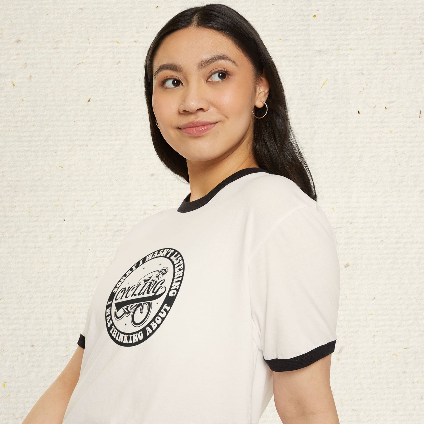 Retro Cycling Ringer T-Shirt: Vintage Cyclist Graphic Tee | Funny Cycling Shirt | Soft Cotton Bike Ride Apparel