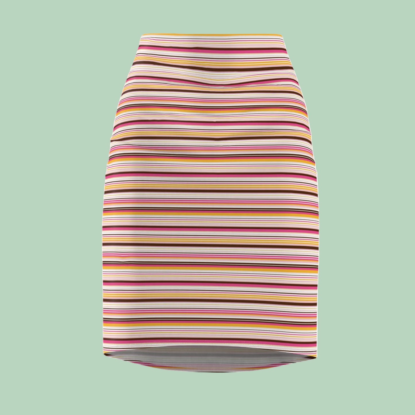 Women's 70s Retro Stripe Pencil Skirt | Stretch Mid-Waist Vintage Skirt