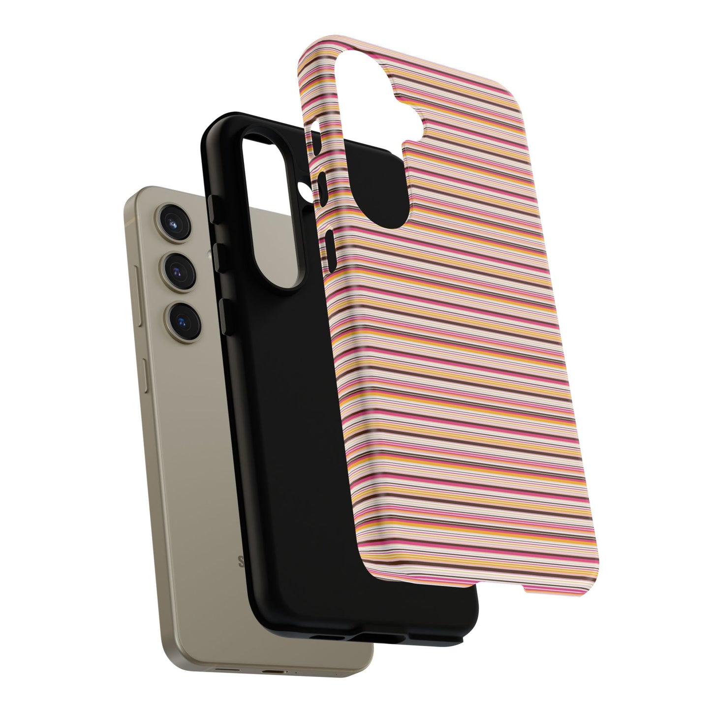 Retro Stripe Phone Case – Vintage Protective iPhone & Samsung Case with Wireless Charging