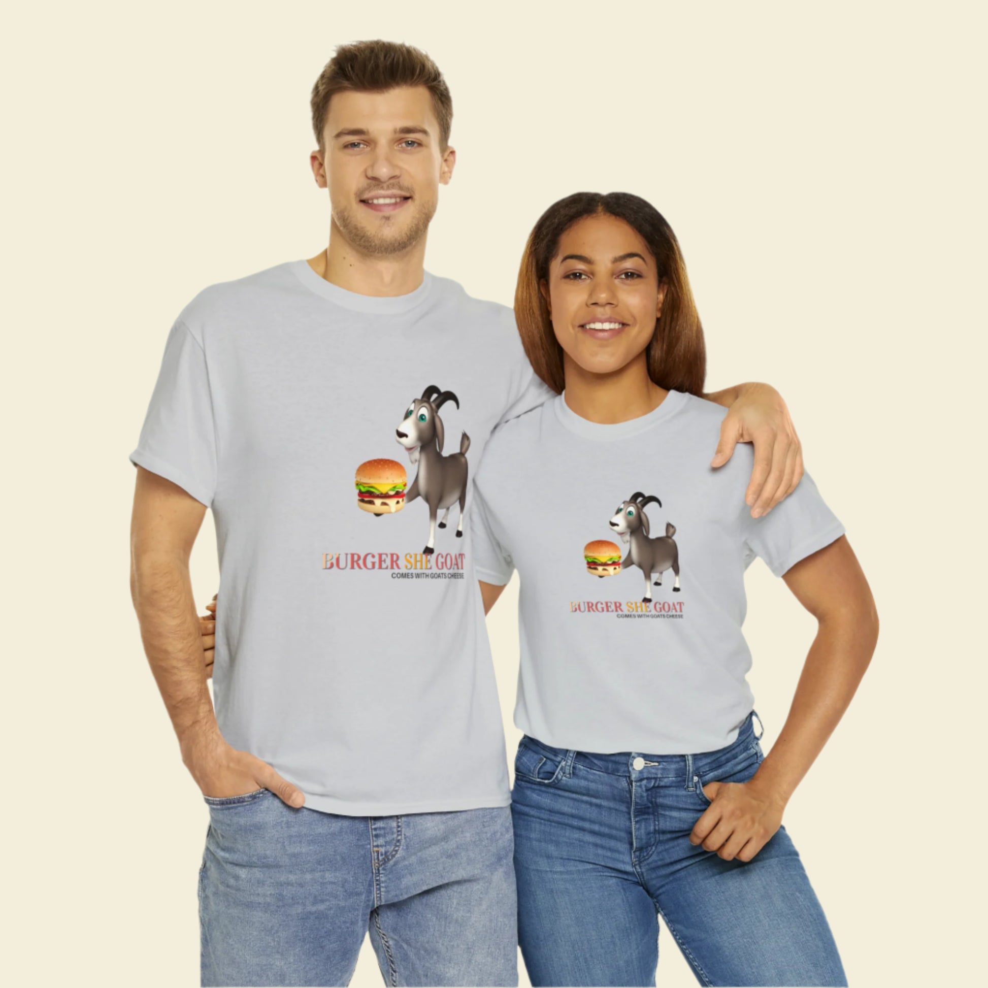 Burger She Goat Gildan 5000 Unisex Cotton Tshirt. Burger shirt and Cool gift for under thirty dollars.