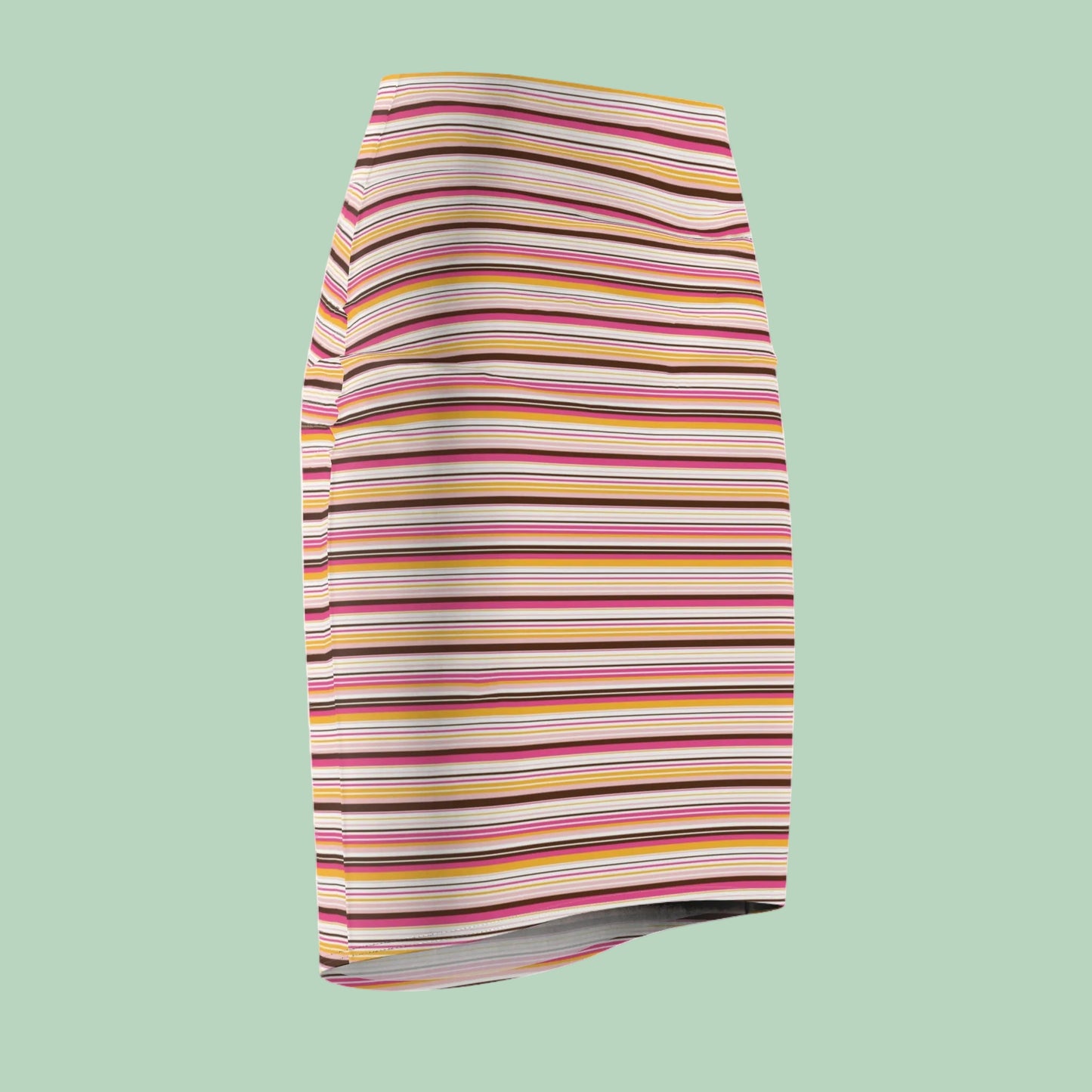 Women's 70s Retro Stripe Pencil Skirt | Stretch Mid-Waist Vintage Skirt