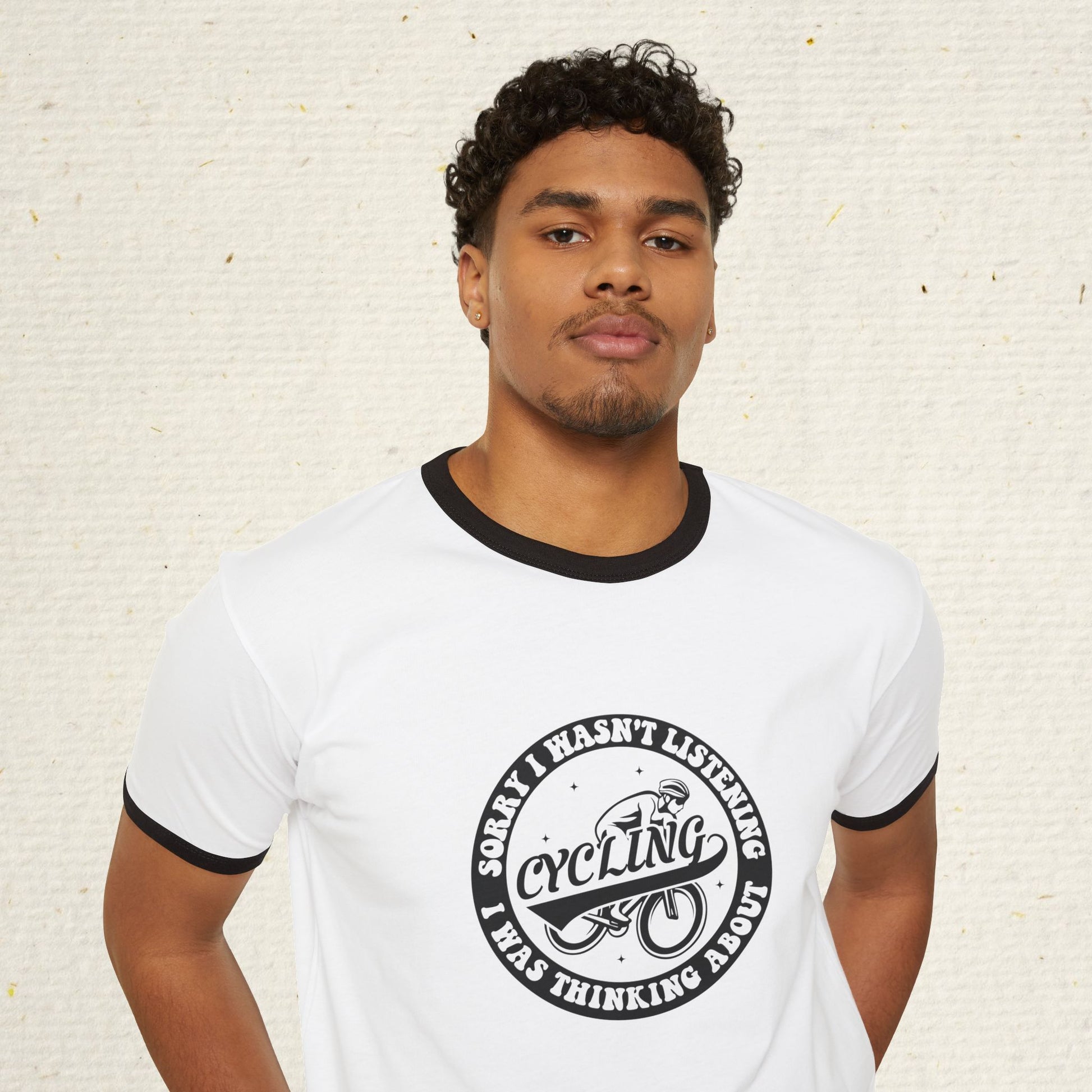 Retro Cycling Ringer T-Shirt: Vintage Cyclist Graphic Tee | Funny Cycling Shirt | Soft Cotton Bike Ride Apparel