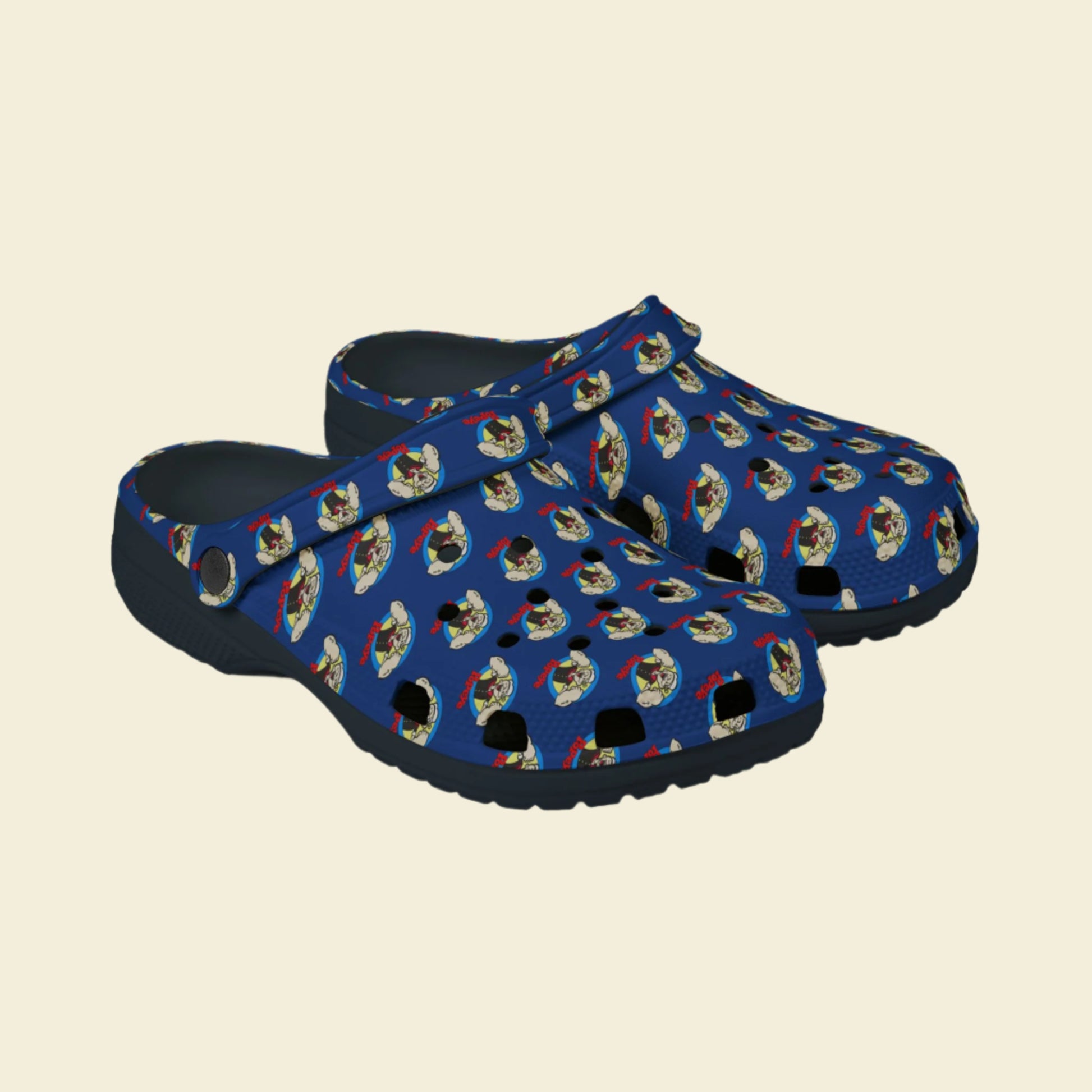 Popeye Rubber Shoes, vintage cartoon clogs, Popeye the sailor man slip-ons, blue Popeye slides.