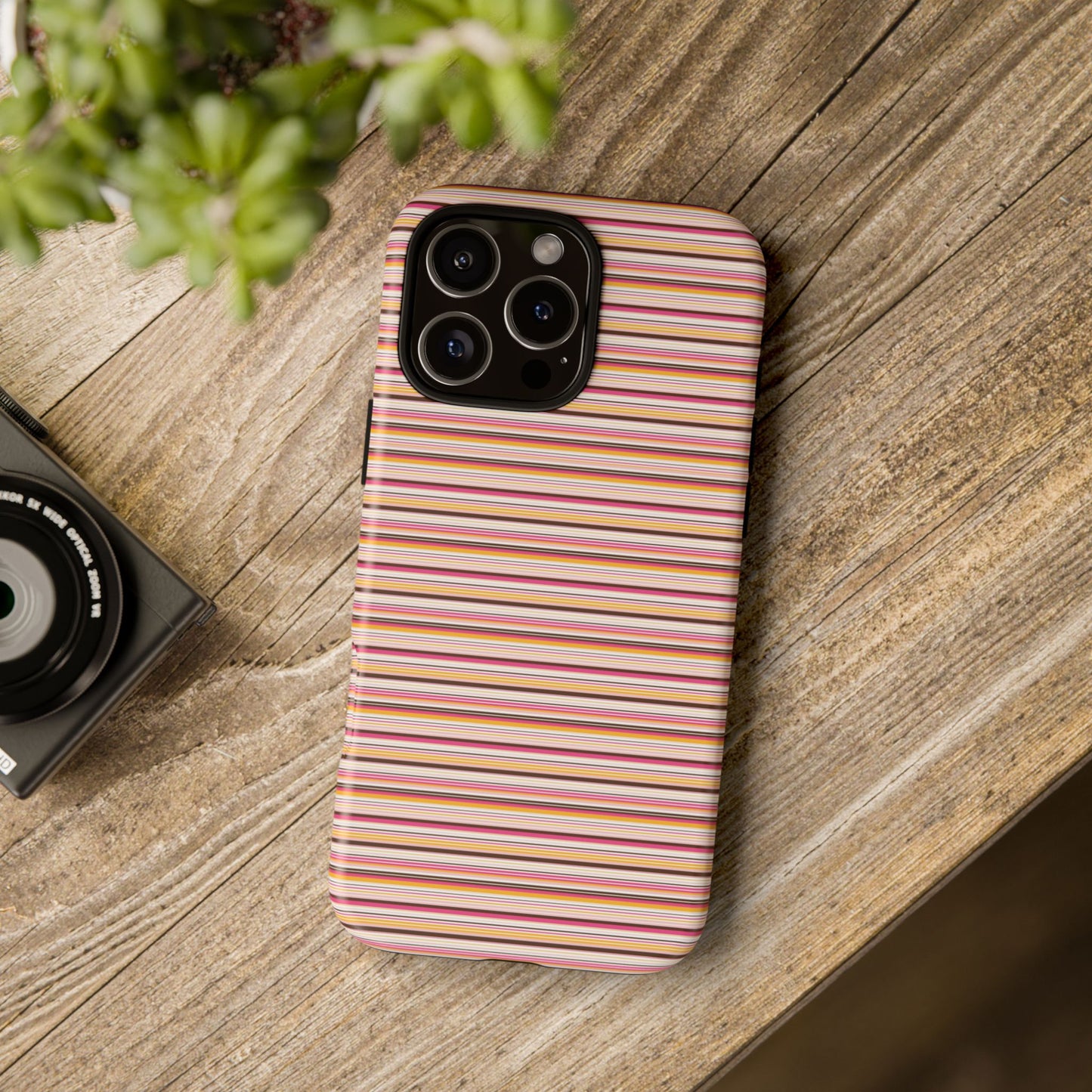 Retro Stripe Phone Case – Vintage Protective iPhone & Samsung Case with Wireless Charging