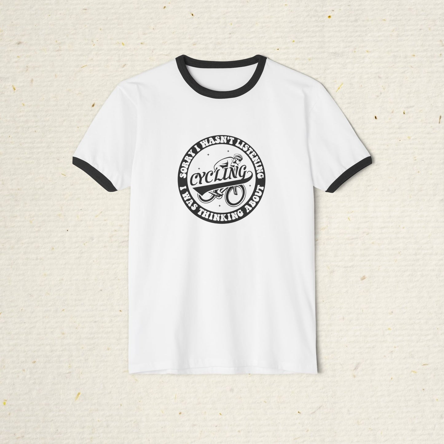 Retro Cycling Ringer T-Shirt: Vintage Cyclist Graphic Tee | Funny Cycling Shirt | Soft Cotton Bike Ride Apparel