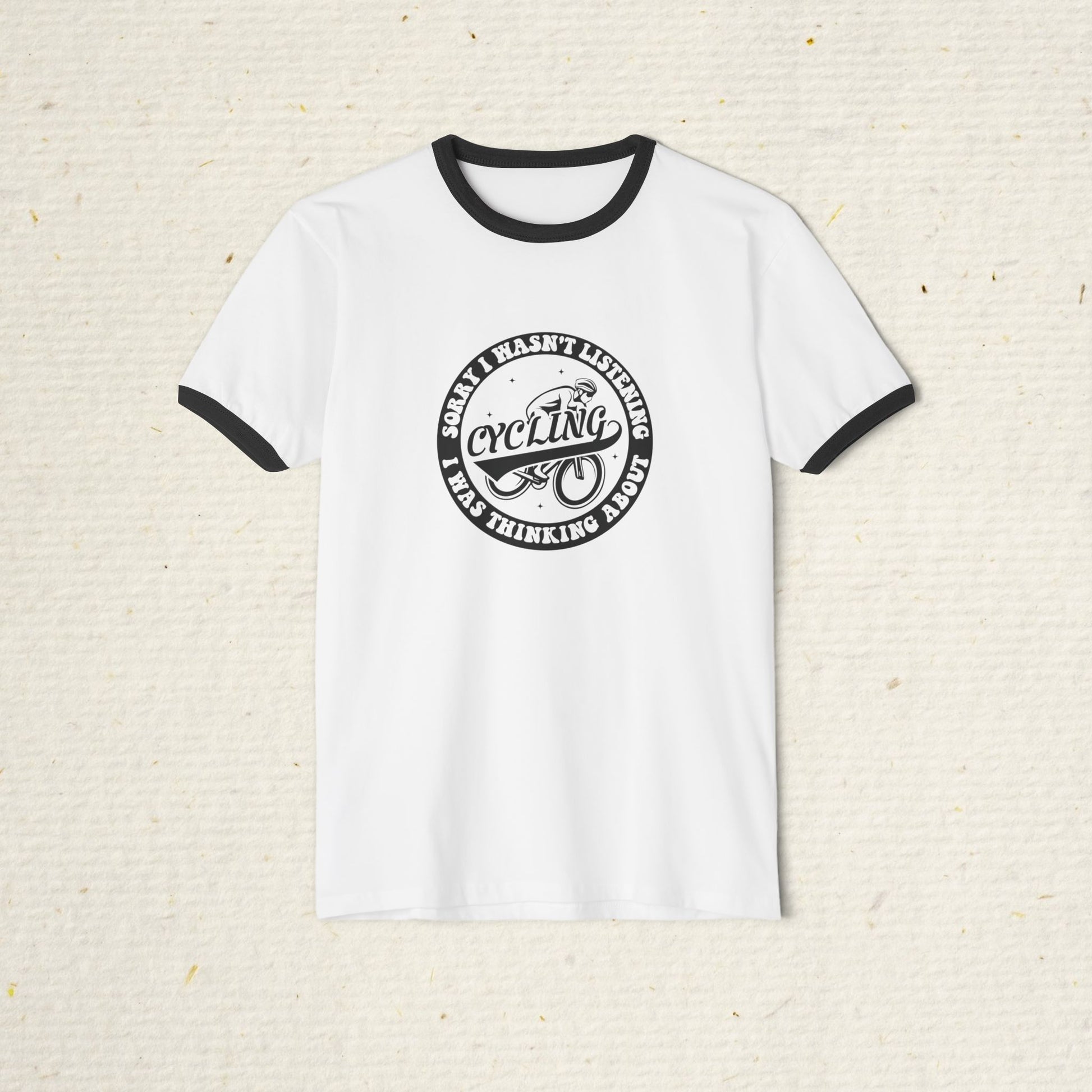 Retro Cycling Ringer T-Shirt: Vintage Cyclist Graphic Tee | Funny Cycling Shirt | Soft Cotton Bike Ride Apparel