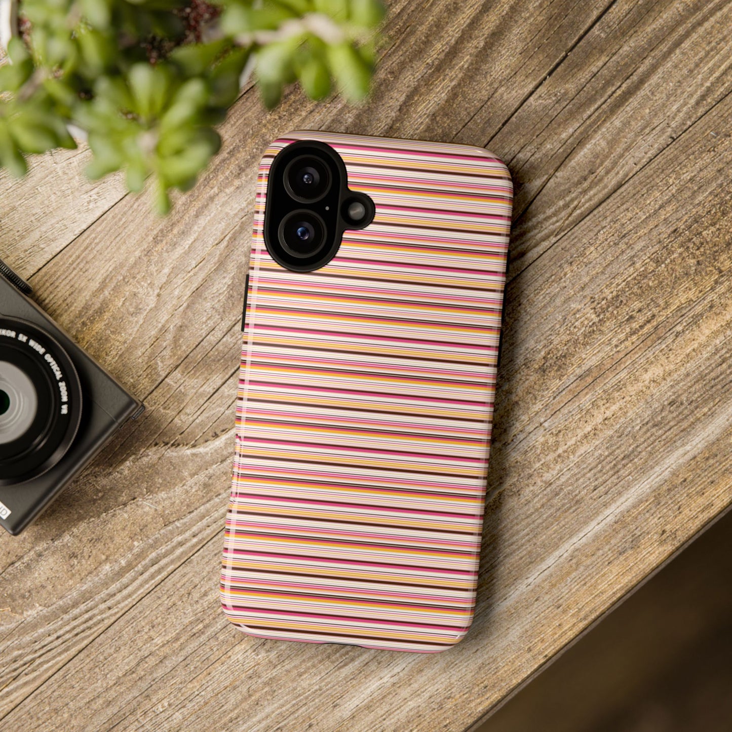 Retro Stripe Phone Case – Vintage Protective iPhone & Samsung Case with Wireless Charging
