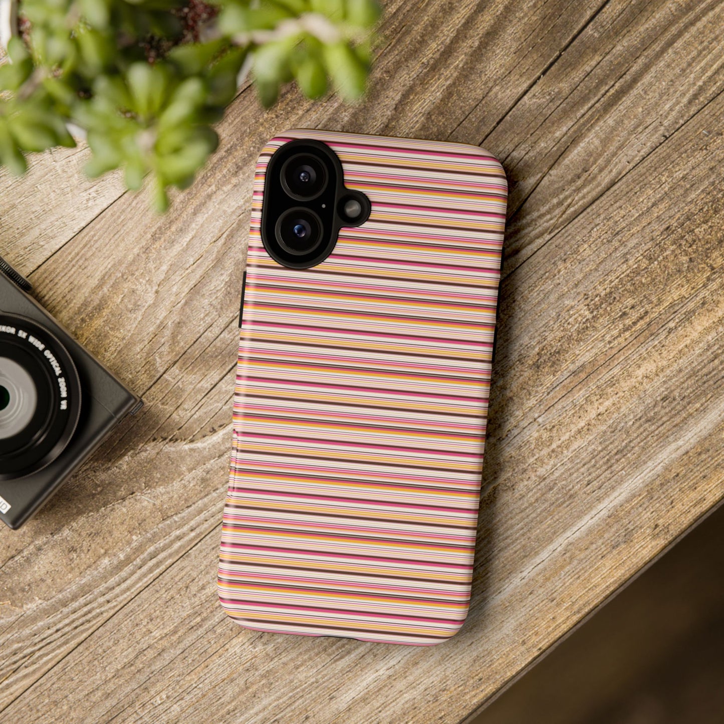 Retro Stripe Phone Case – Vintage Protective iPhone & Samsung Case with Wireless Charging