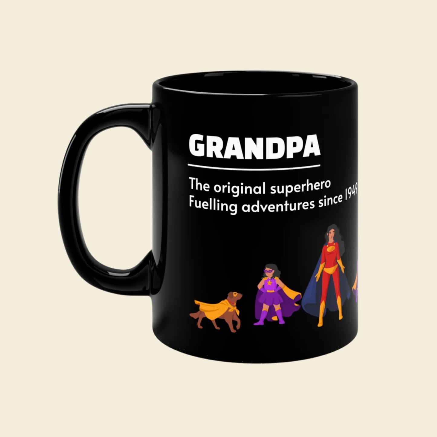 Personalized Grandpa Coffee Mug. Novelty Grandad Gift. 11oz Black Coffee Cup
