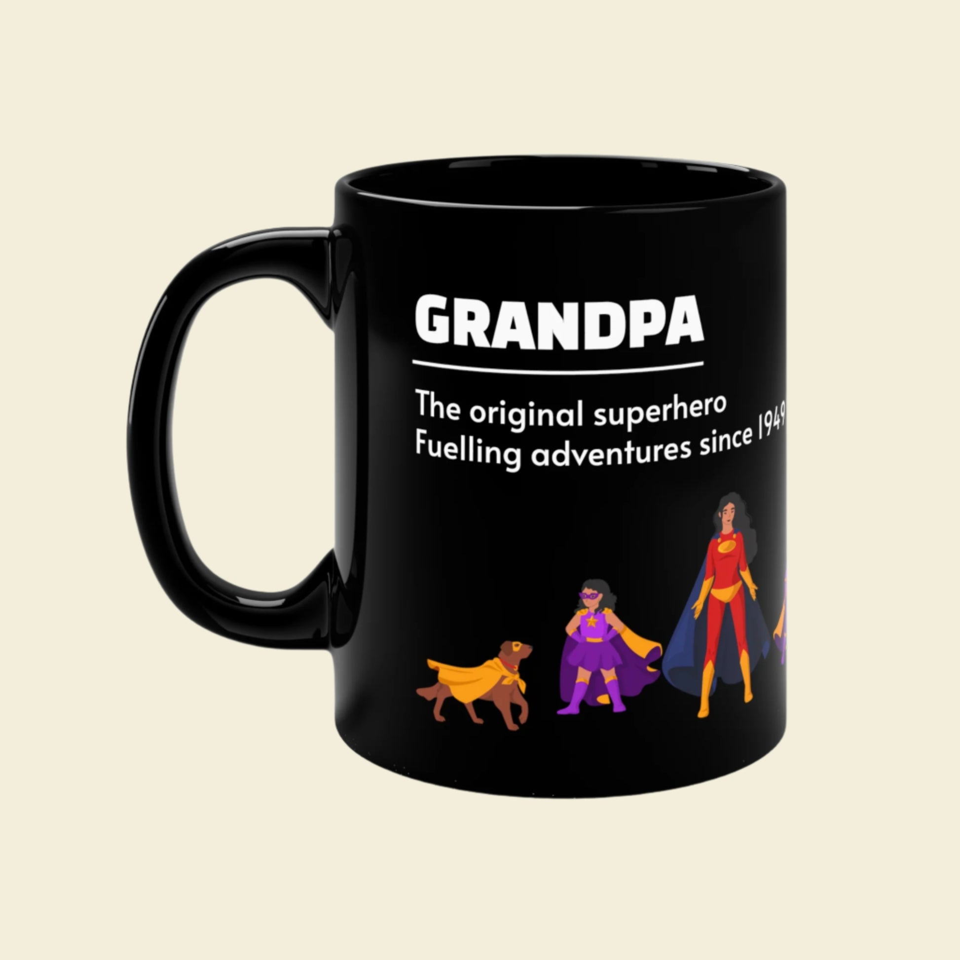 Personalized Grandpa Coffee Mug. Novelty Grandad Gift. 11oz Black Coffee Cup