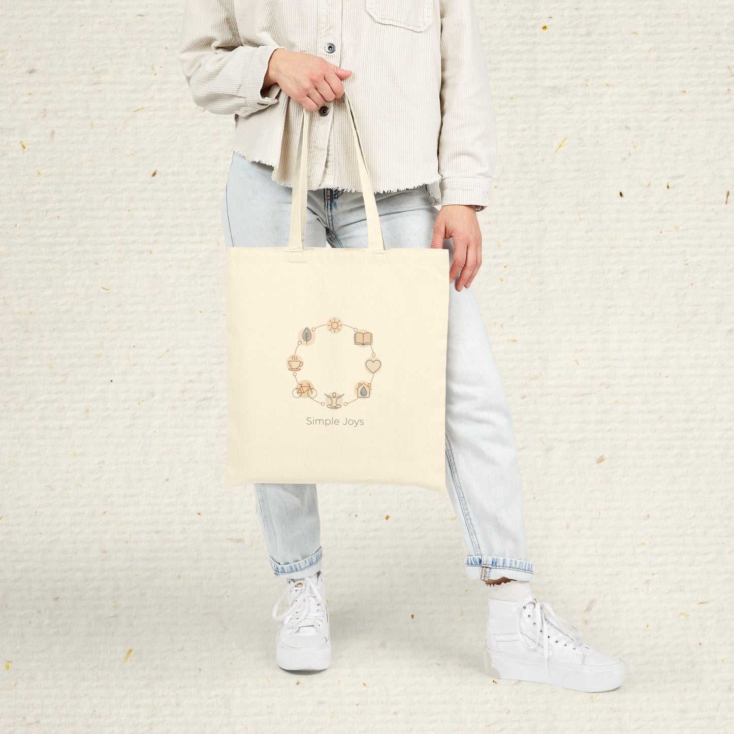 Minimalist Line Art Canvas Tote Bag: Heavyweight Cotton Shopper Bag in Natural
