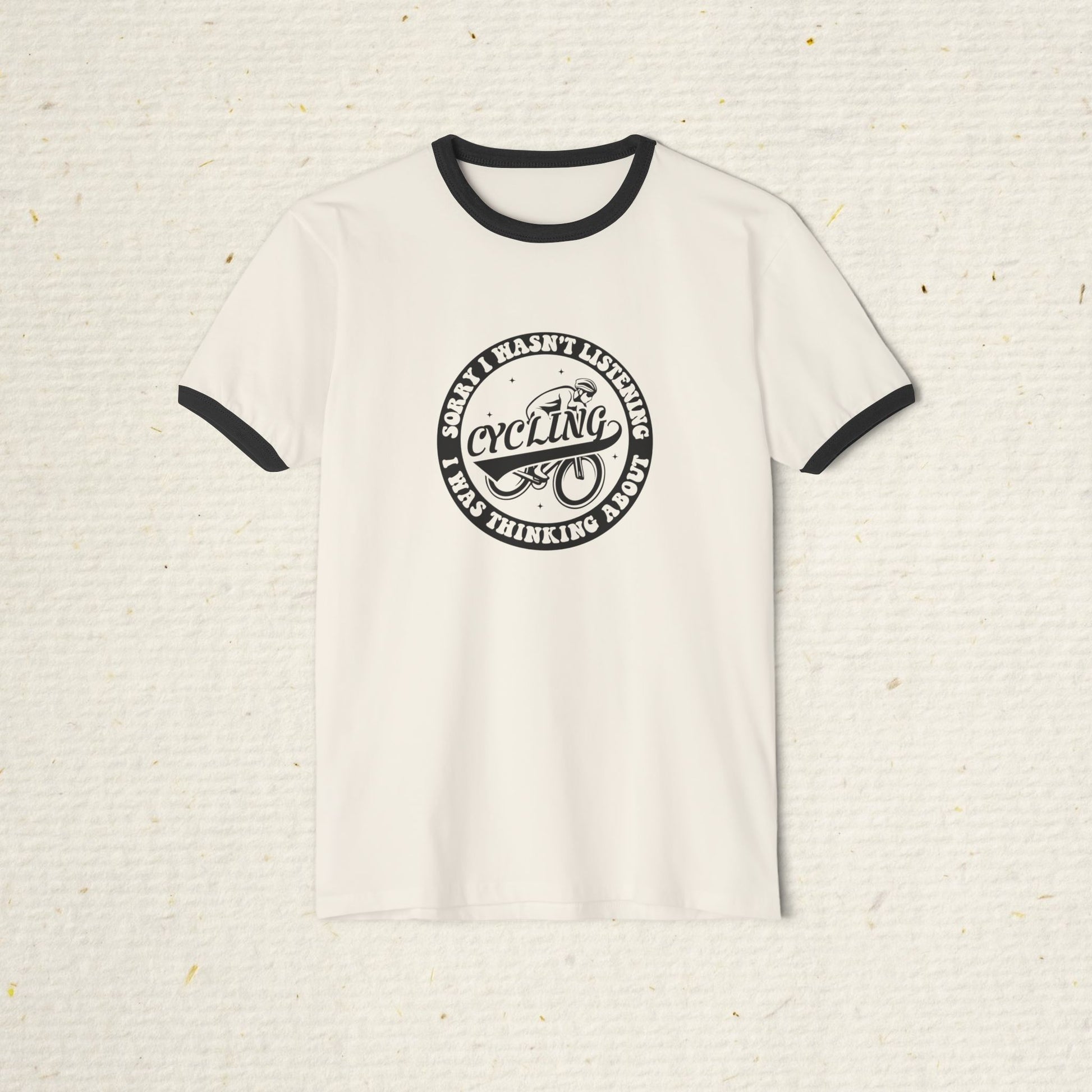 Retro Cycling Ringer T-Shirt: Vintage Cyclist Graphic Tee | Funny Cycling Shirt | Soft Cotton Bike Ride Apparel