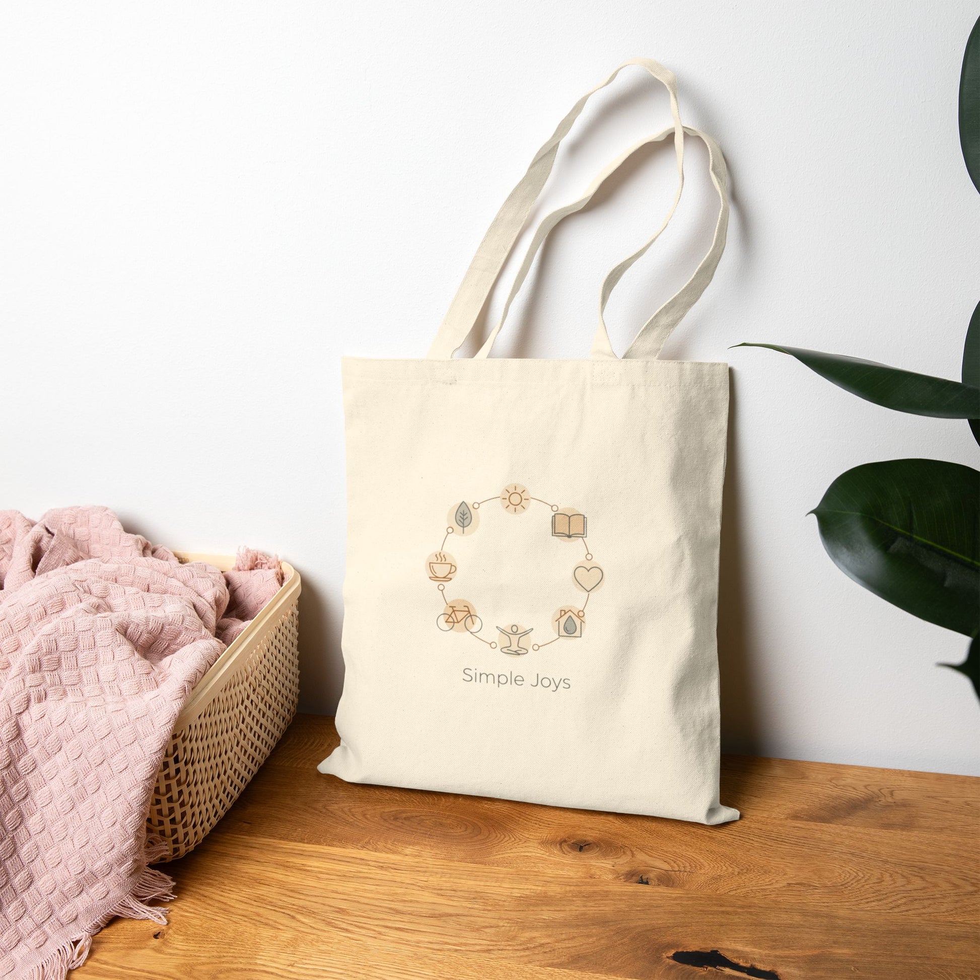 Minimalist Line Art Canvas Tote Bag: Heavyweight Cotton Shopper Bag in Natural
