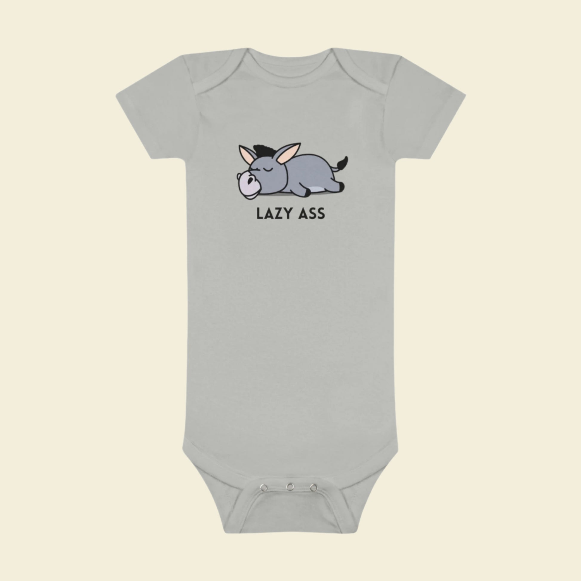 Short Sleeve Donkey Onesie® for babies. 100% cotton baby bodysuit